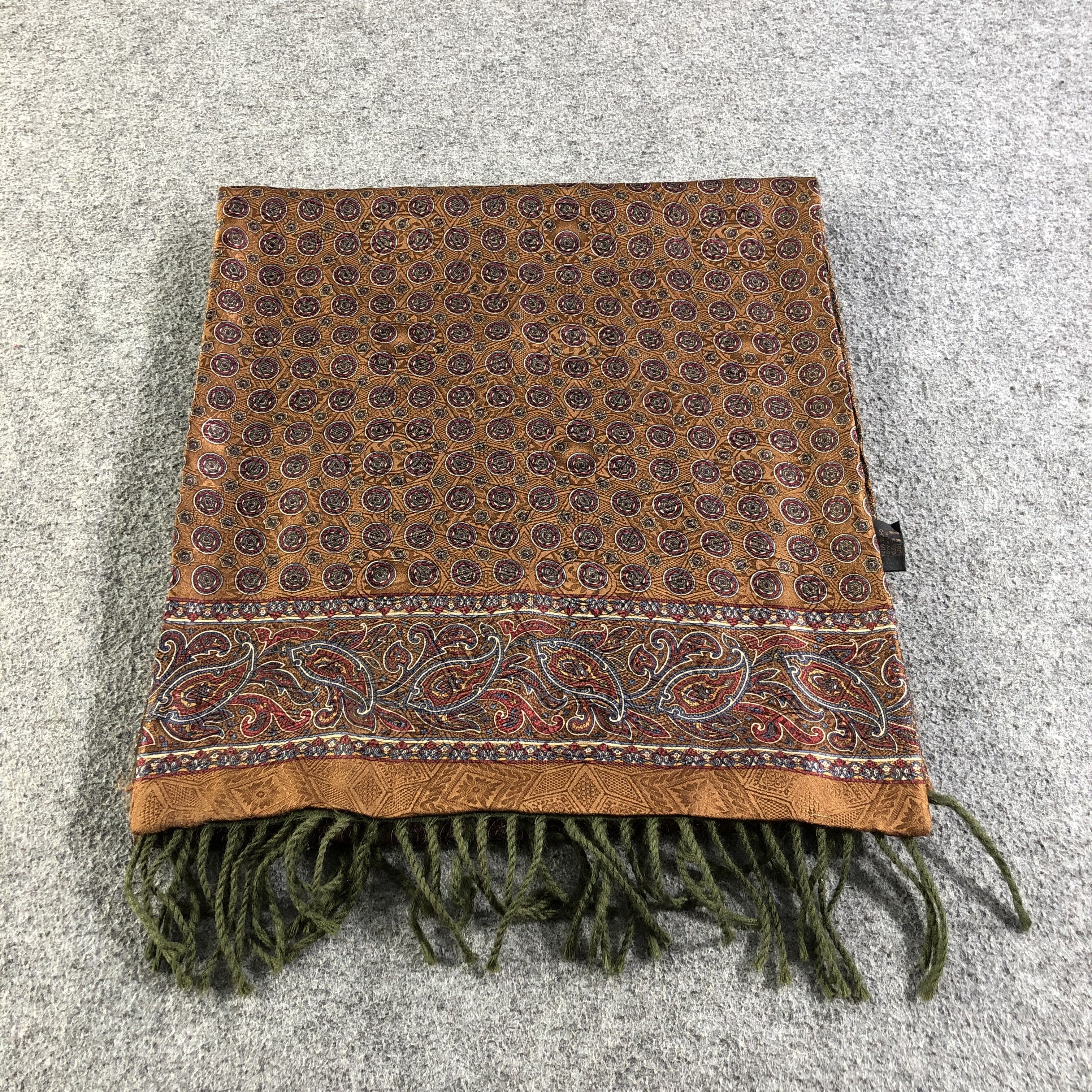 Vintage Luxury Paisley Silk Wool Scarf Muffler V1270 Size ONE SIZE - 2 Thumbnail