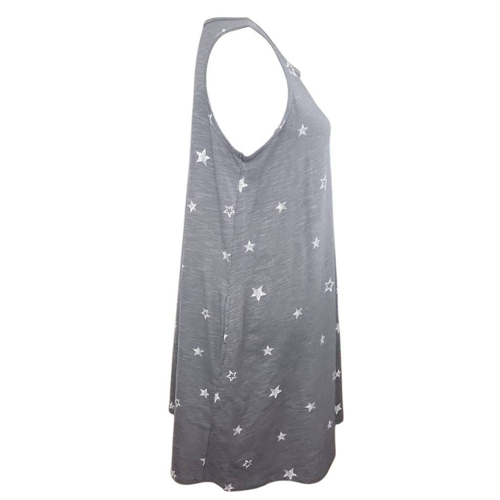 Sonoma Sonoma Women's Size Medium Gray White Star Print Tank Swing Size M / US 6-8 / IT 42-44 - 2 Thumbnail