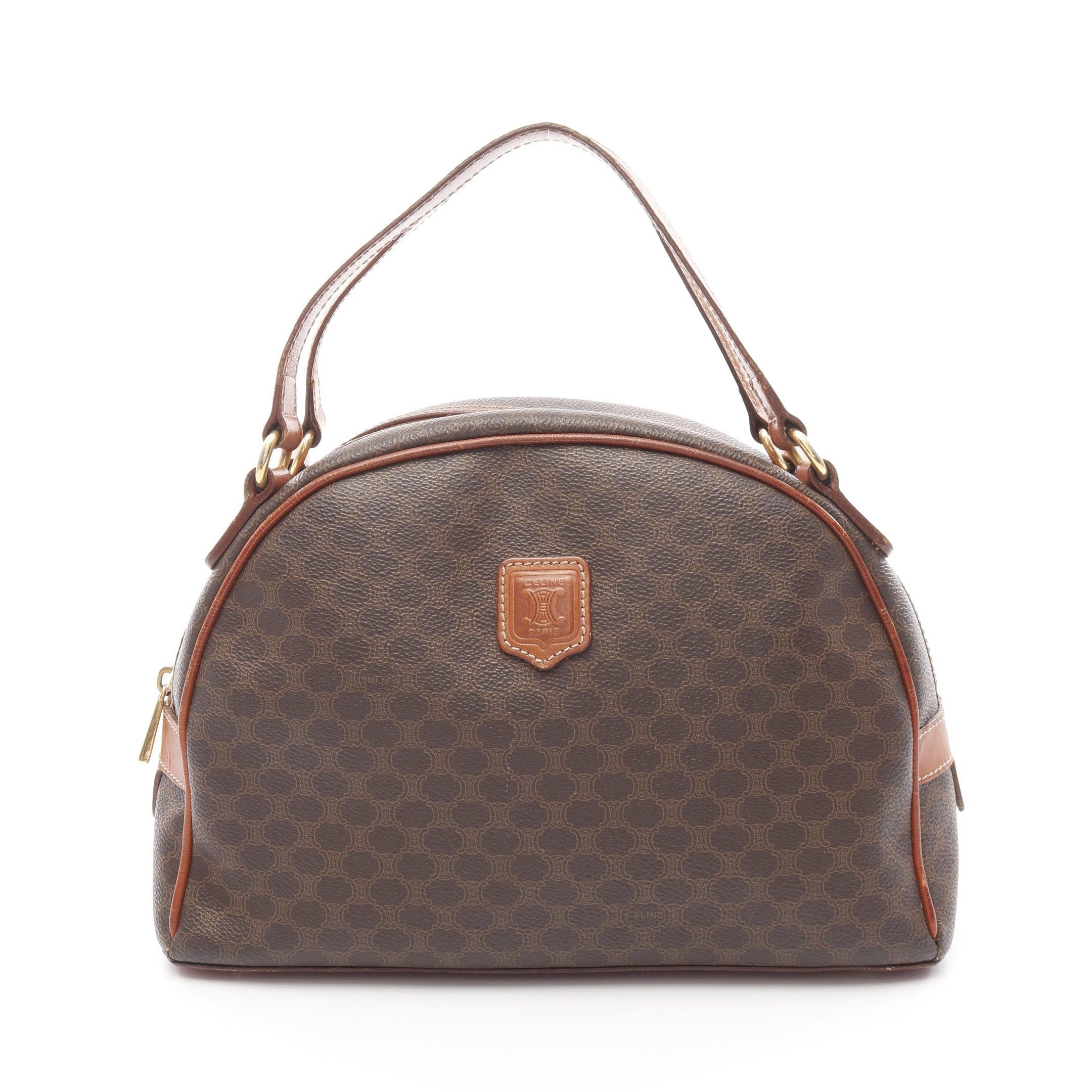 Celine Celine Macadam Handbag Leather Dark Brown Size ONE SIZE - 1 Thumbnail
