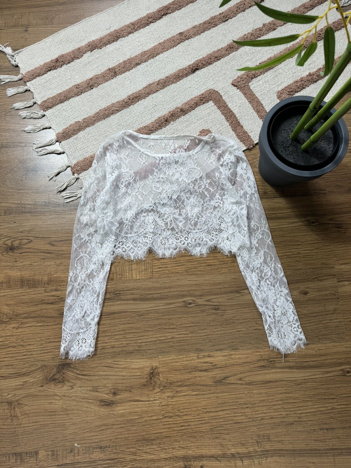 Vintage VINTAGE GUIPURE LACE RUCHES MESH LONG SLEEVE Size S / US 4 / IT 40 - 5 Thumbnail
