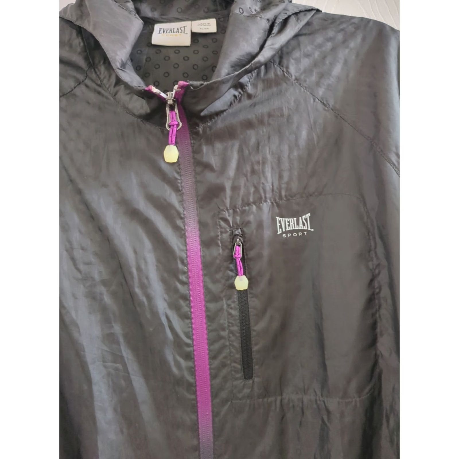 Everlast VINTAGE: No Everlast Windbreaker Jacket Womens XL Black Windbreaker Lightweight Zip Hooded Pockets Athletic Season: All-Season Size XL / US 12-14 / IT 48-50 - 2 Thumbnail