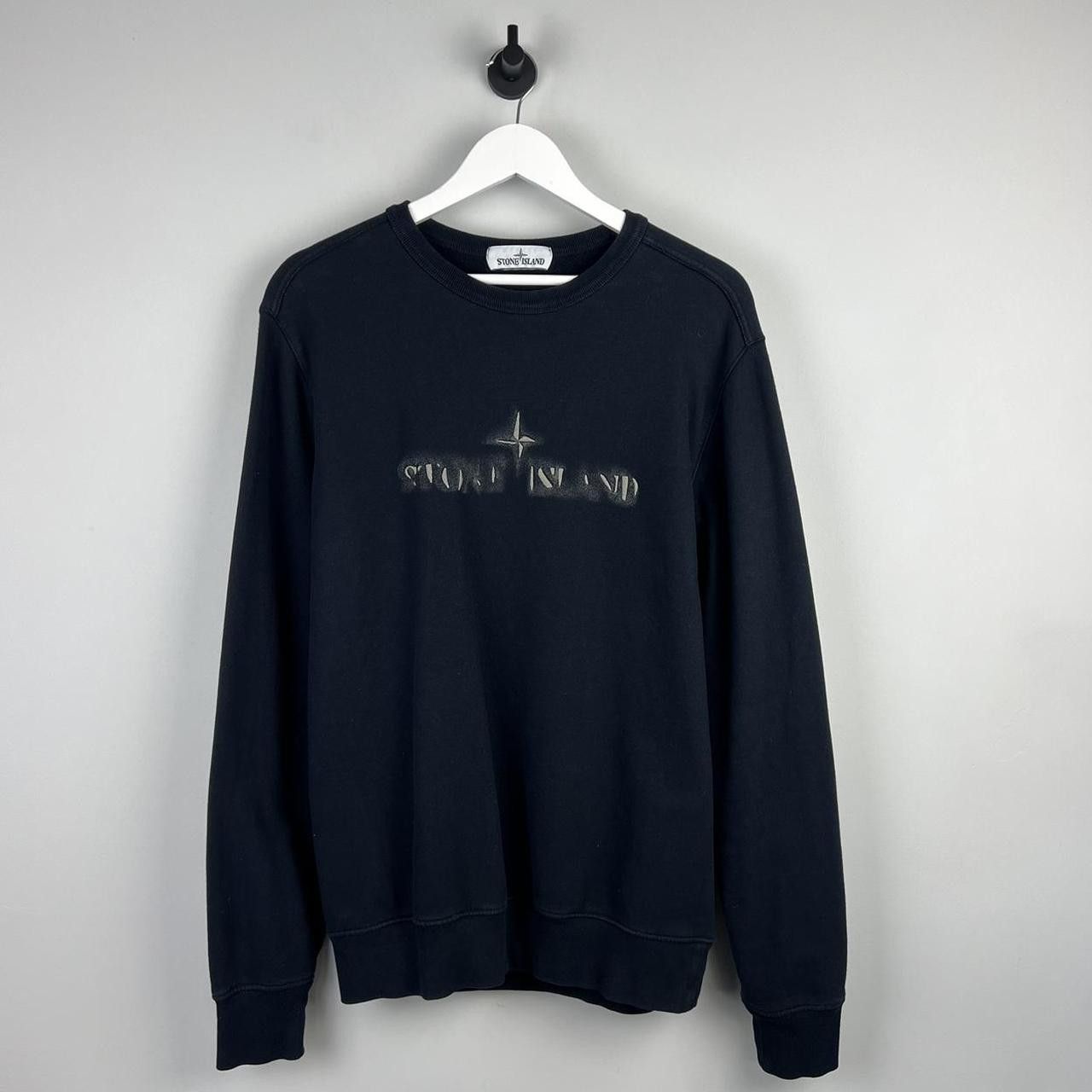 image of Stone Island Fade Logo Sweatshirt in Navy, Men's (Size Large)