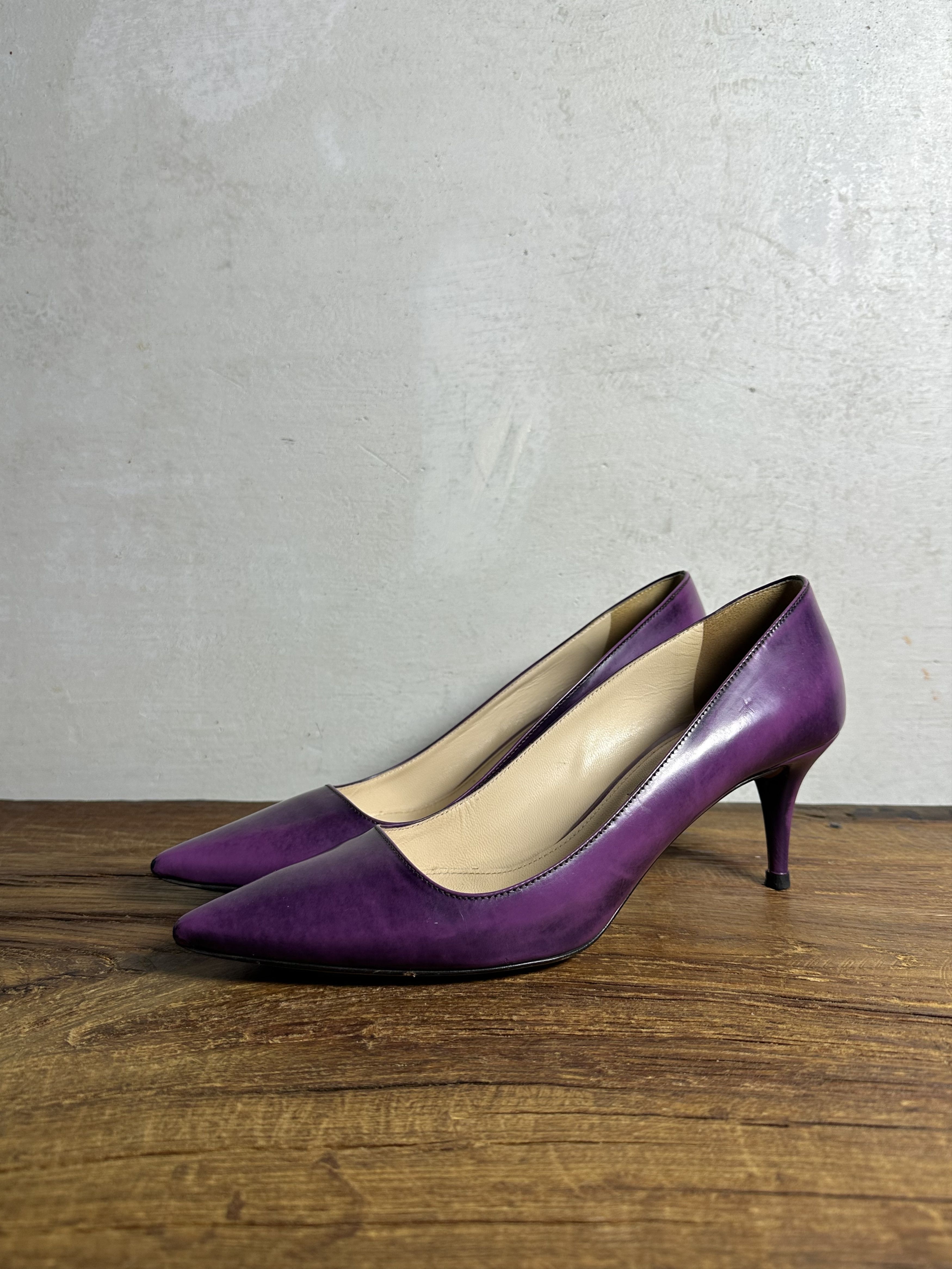 Prada Prada Kitten Heel Eggplant Patent Leather Shoes Size US 9 / IT 39 - 2 Thumbnail