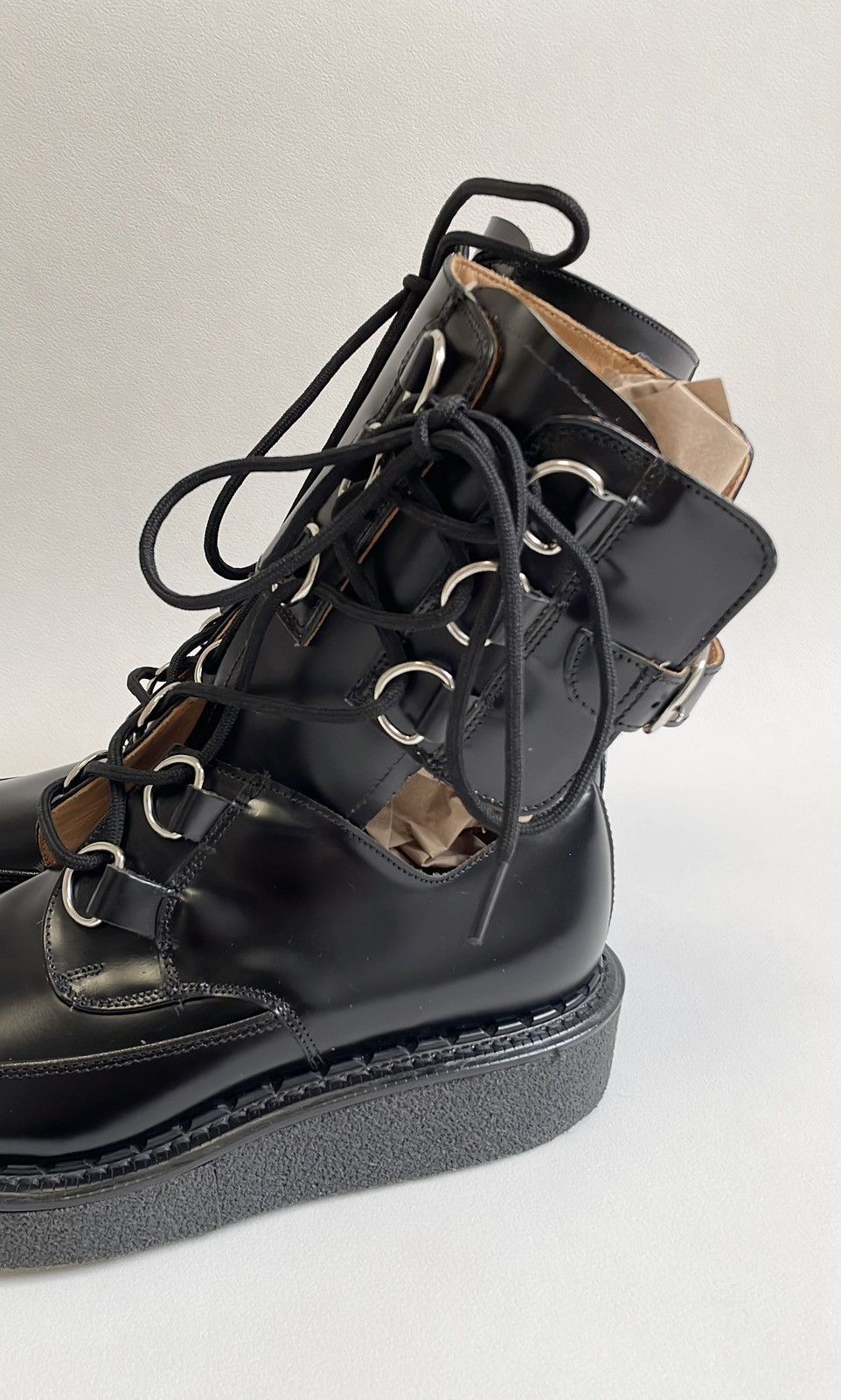 Comme des Garcons Black Leather Combat Boot Creepers Size US 9 / IT 39 - 2 Thumbnail