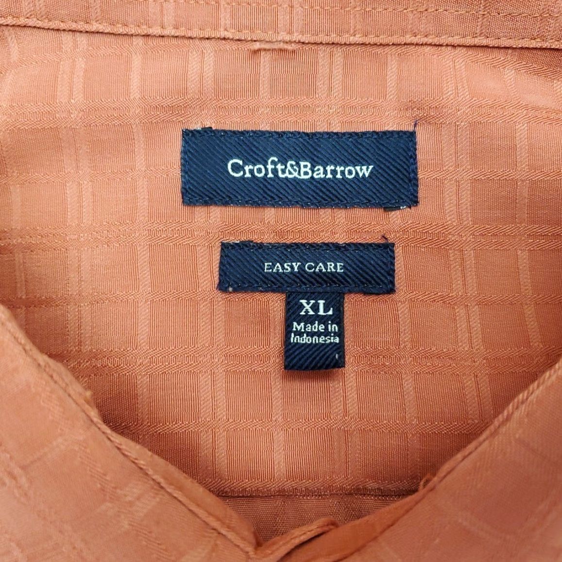 Croft & Barrow Croft Barrow Easy Care Shirt Mens XL Salmon Textured Check Short Sleeve Shirt Size US XL / EU 56 / 4 - 5 Thumbnail