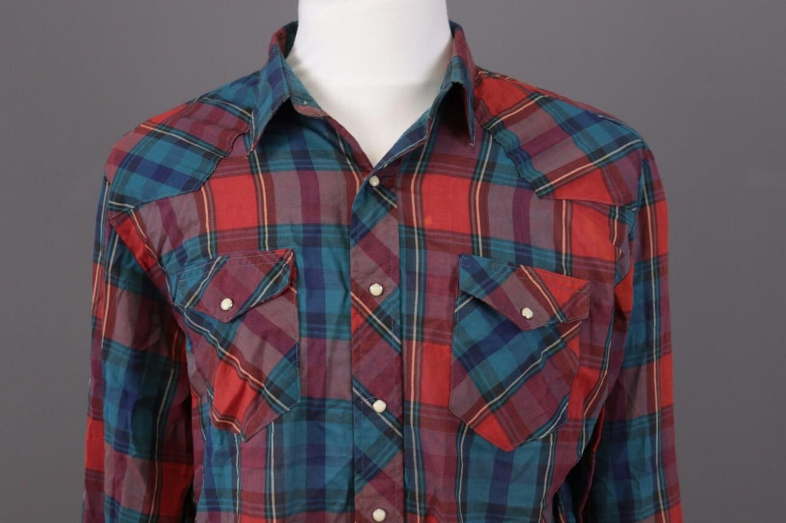 Wrangler Vintage Wrangler Multi Check Snap Western Shirt Size XL Size US XL / EU 56 / 4 - 2 Thumbnail