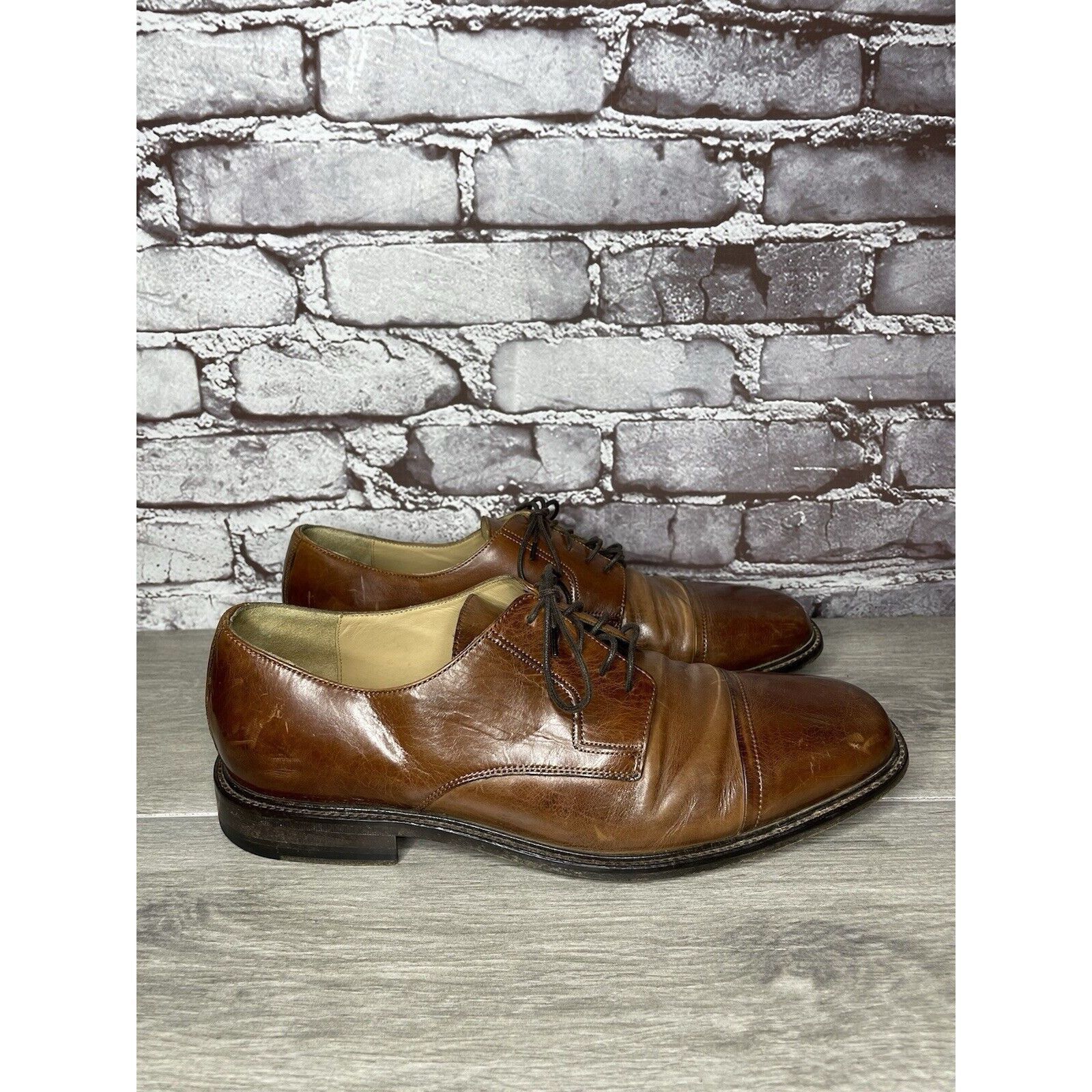 Johnston & Murphy Johnston Murphy J. Murphy Brown Leather Cap Toe Oxford Dress Size US 10 / EU 43 - 21 Thumbnail
