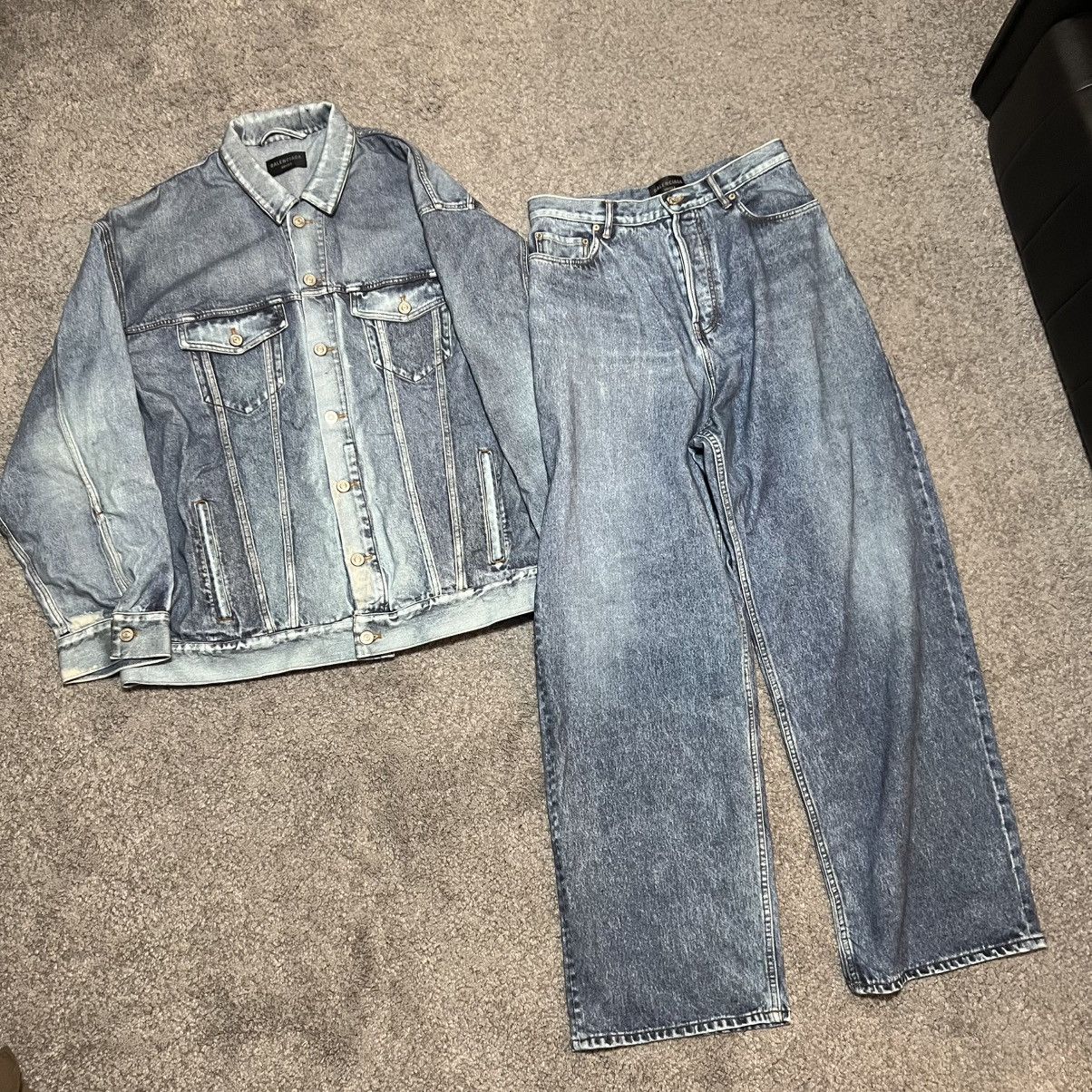 Balenciaga BALENCIAGA 2022AW Trompe-l’œil Heavy Cotton Jersey Denim Set Size US XS / EU 42 / 0 - 24 Thumbnail
