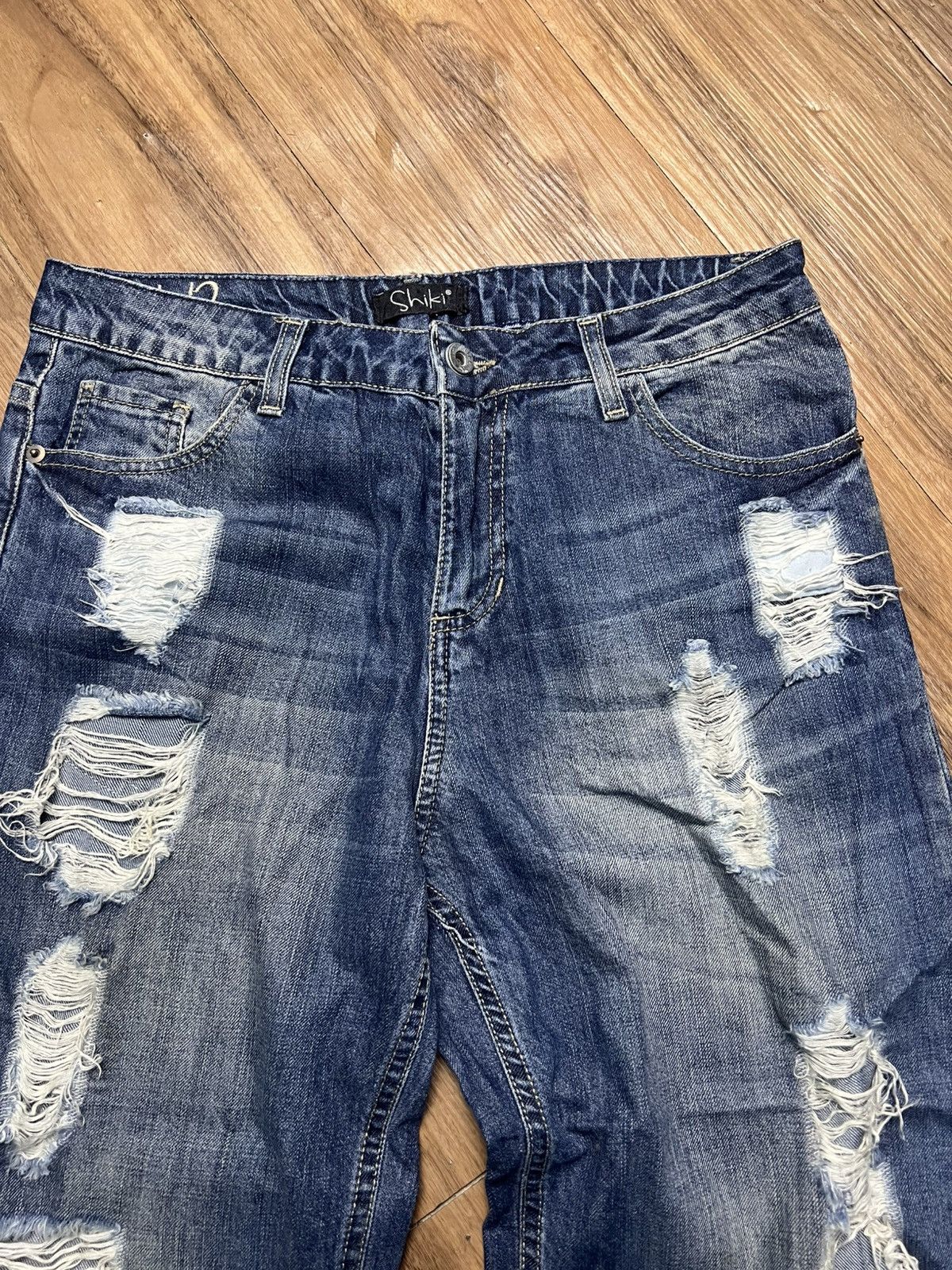 14th Addiction Y2K Italian Shiki Ripped Wide-Leg Denim Jeans (41) Size 26" / US 2 / IT 38 - 3 Thumbnail