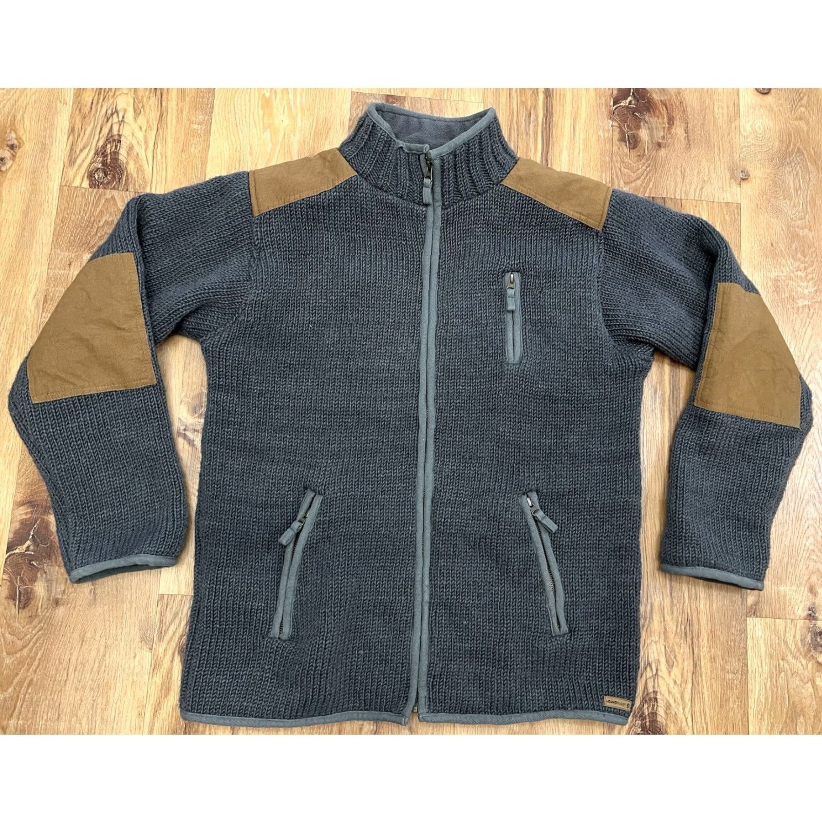 Vintage Laundromat Sweater Mens L 100% Wool Heavyweight Mock Neck Zip Lined Pockets Raglan Sleeve Autumn Fall Brown Size L / US 10 / IT 46 - 2 Thumbnail