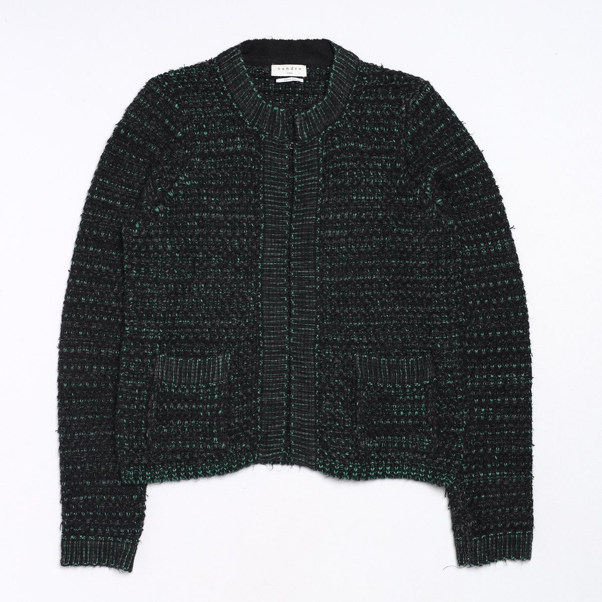 Sandro Sandro Wool Mohair Tweed Cardigan Jacket Sweater Size S / US 4 / IT 40 - 1 Thumbnail