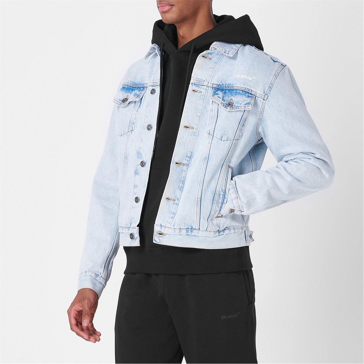 Off-White o1g2r1mq0226 Diagonal Print Denim Jacket in Blue Size US S / EU 44-46 / 1 - 6 Thumbnail