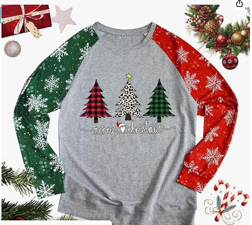 NBDN Nobrandedon Women's SIZE LARGE long-sleeve Merry Christmas Printed Shirt Size L / US 10 / IT 46 - 1 Thumbnail