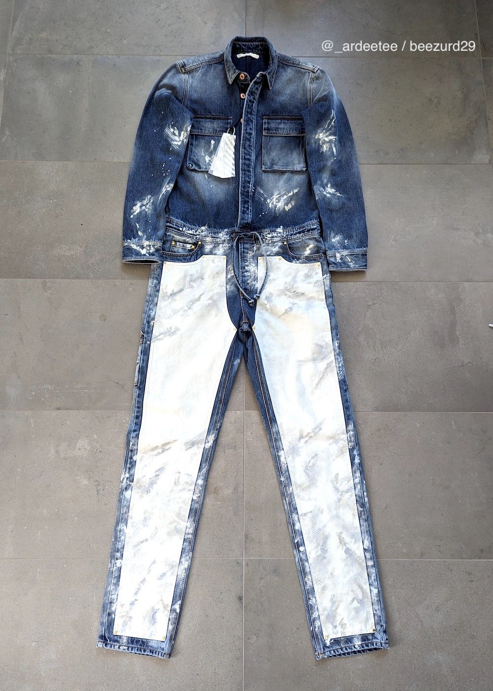 Off-White *NEW* VIRGIL ABLOH SS16 PAINTED CARPENTER DENIM JUMPSUIT Size US 32 / EU 48 - 1 Thumbnail