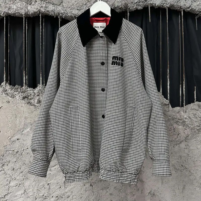 Miu Miu Miu Miu Multi-Color Logo Houndstooth Jacket 0089 Size ONE SIZE - 1 Thumbnail
