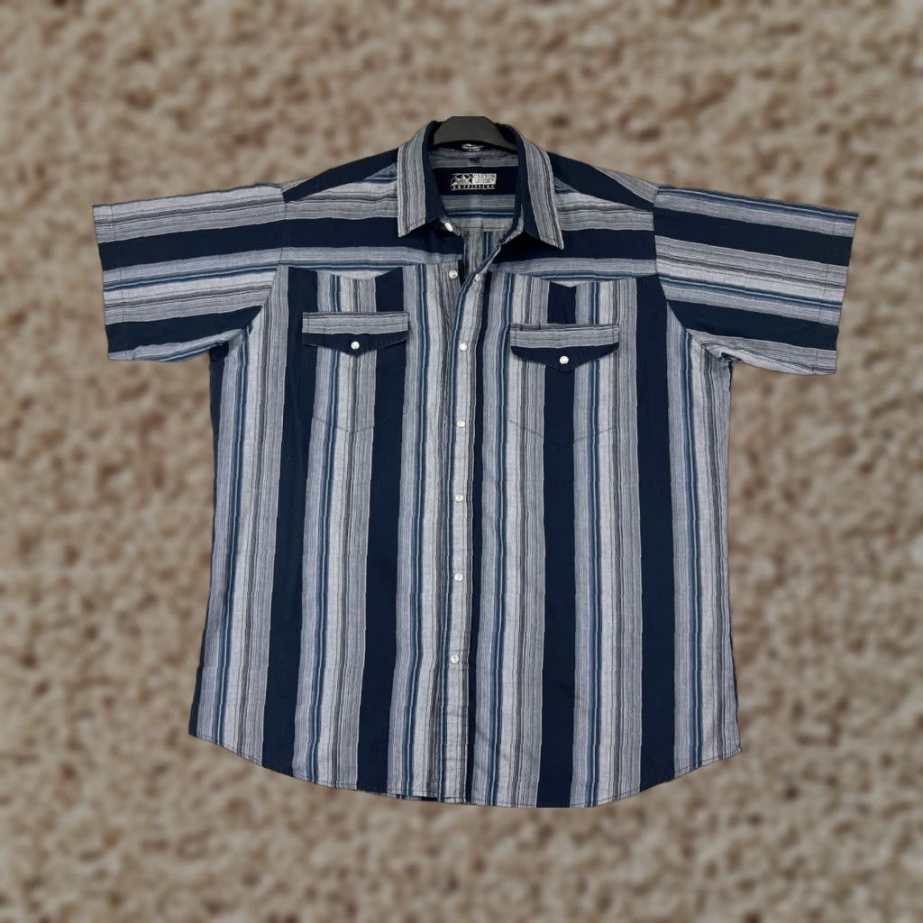Vintage Canyon Guide Shirt Mens XL Blue Stripe Western Pearl Snap Pockets Shirt Mens XL Blue Stripe Western Canyon Guide Size US XL / EU 56 / 4 - 1 Thumbnail