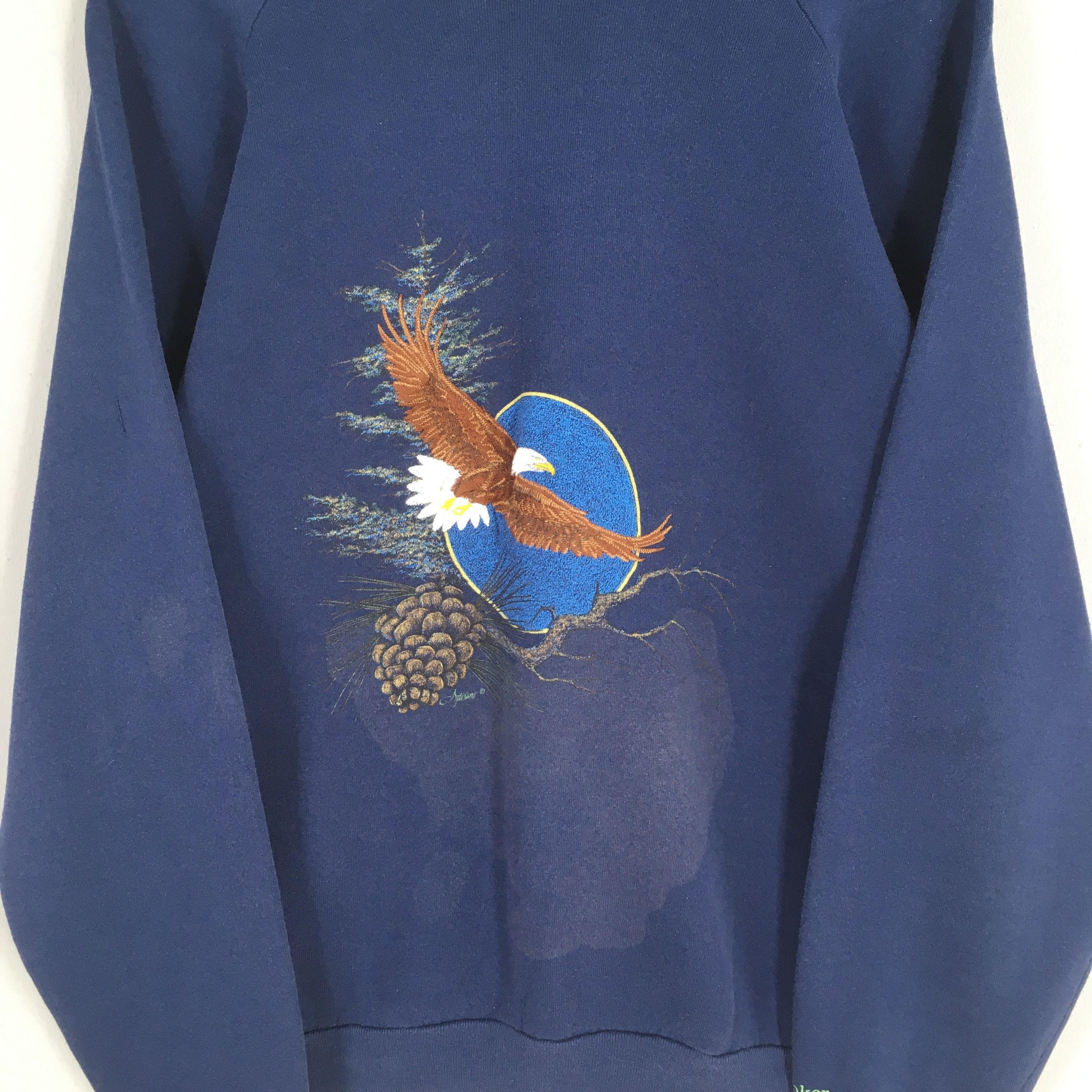Habitat Vintage 90s Alaska Bald Eagles Blue Sweatshirt XLarge Size US XL / EU 56 / 4 - 2 Thumbnail
