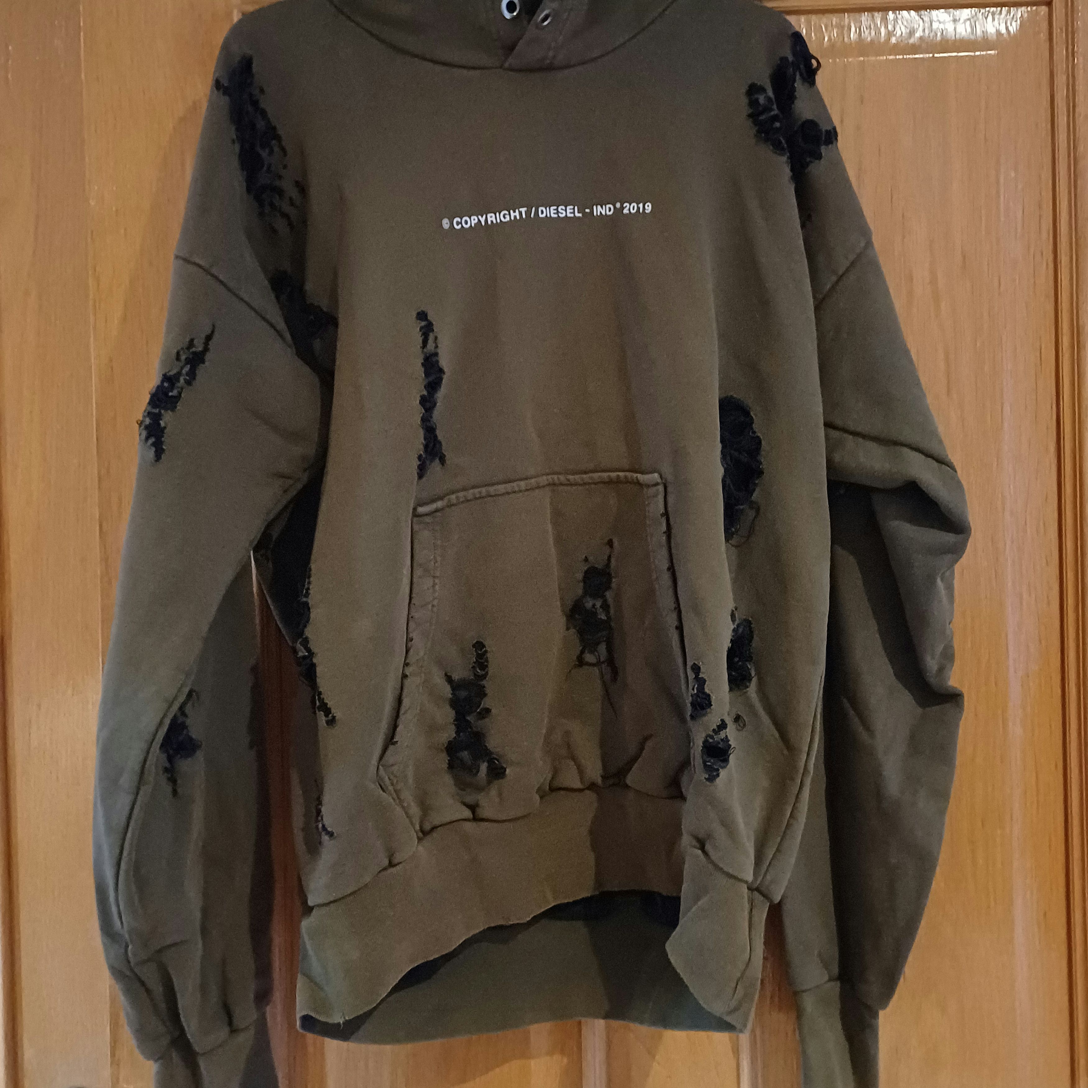 Diesel Diesel Distressed French Terry Hoodie Size US M / EU 48-50 / 2 - 1 Thumbnail