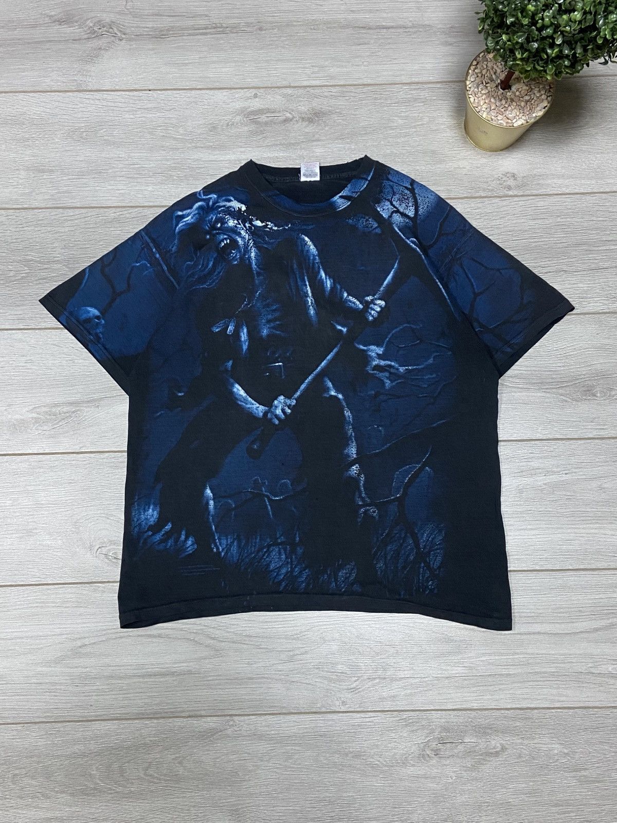 Vintage Iron Maiden skull monster over print t-shirt paint 2007 Size US XL / EU 56 / 4 - 4 Thumbnail