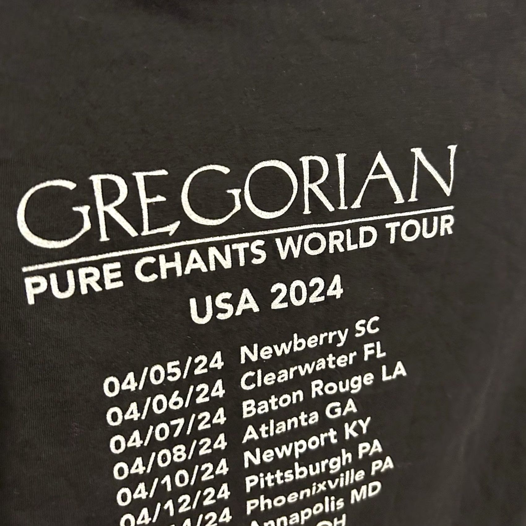 Vintage Gregorian Pure Chants World Tour USA 2024 Men's XL Black Short Sleeve Graphic Tee Size US XL / EU 56 / 4 - 3 Thumbnail
