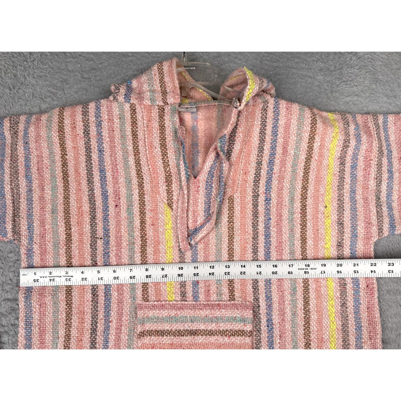 Vintage MACO Hoodie Mens M Pink Striped Baja Kangaroo Pocket Hippie Bohemian Beach Pullover Hooded V-Neck Shirt/Ho odie (Note: length constraint) Size US M / EU 48-50 / 2 - 7 Thumbnail