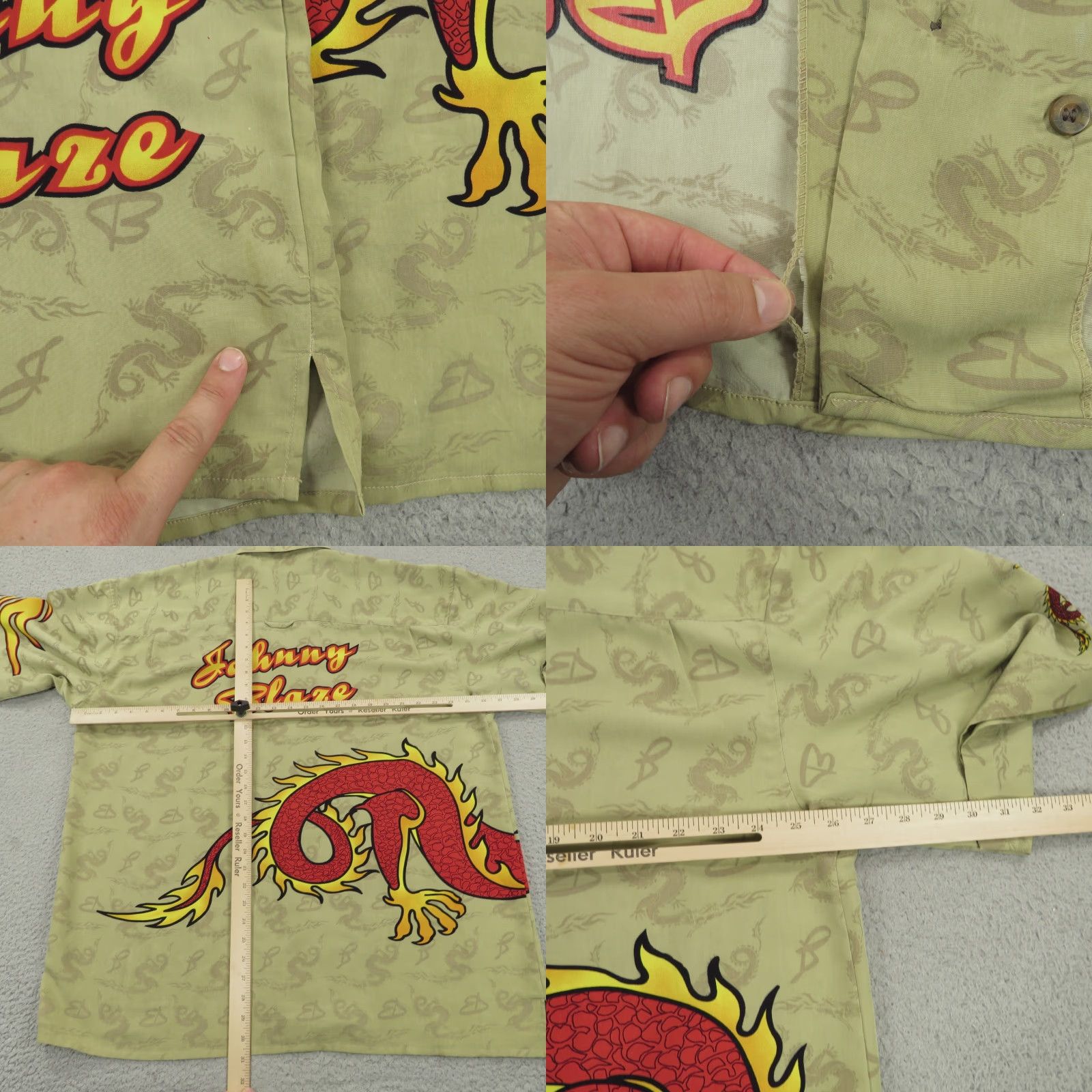 Vintage VINTAGE Johnny Blaze Shirt Mens 2XL Beige Graphic Print 90s Fire Wu Tang Streetwear Button-Up Collared Short Sleeve Size US XXL / EU 58 / 5 - 8 Thumbnail