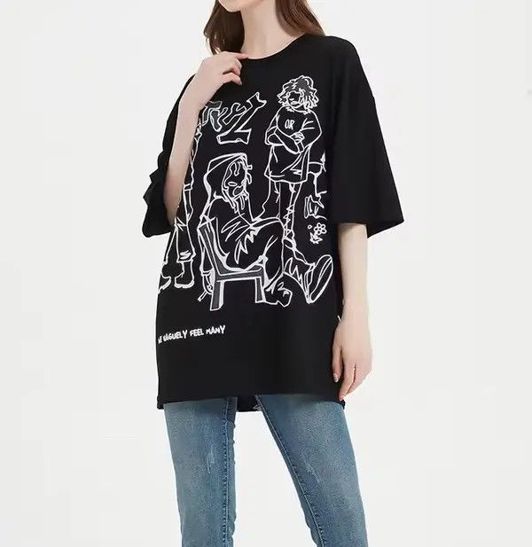 Japanese Brand Streetwear Funny Anime Cartoon Graphic Oversized T-Shirt y2k Size US M / EU 48-50 / 2 - 1 Thumbnail