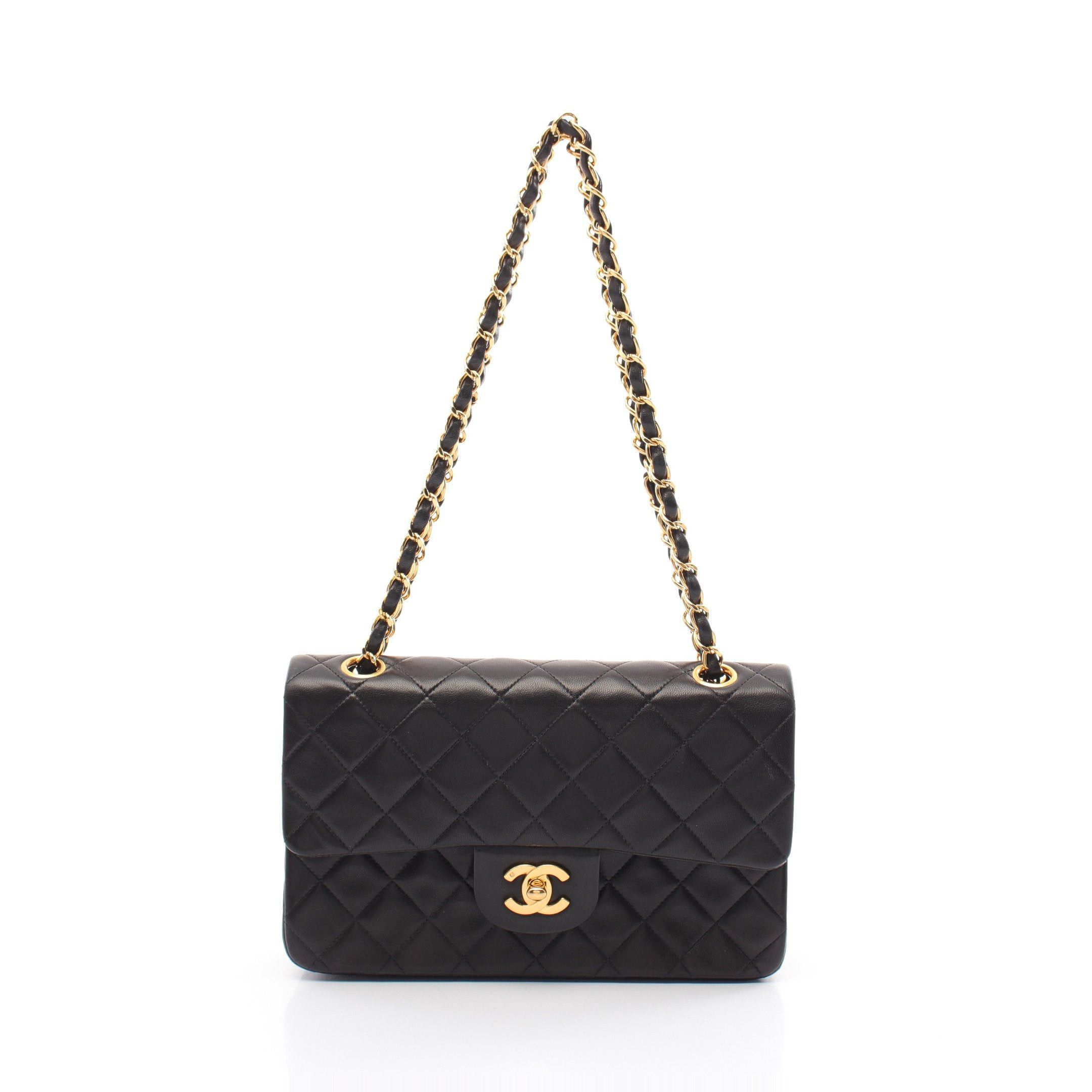 Chanel Chanel Matelasse Double Flap Chain Shoulder Bag Lambskin Black Gold Hardware Size ONE SIZE - 1 Thumbnail