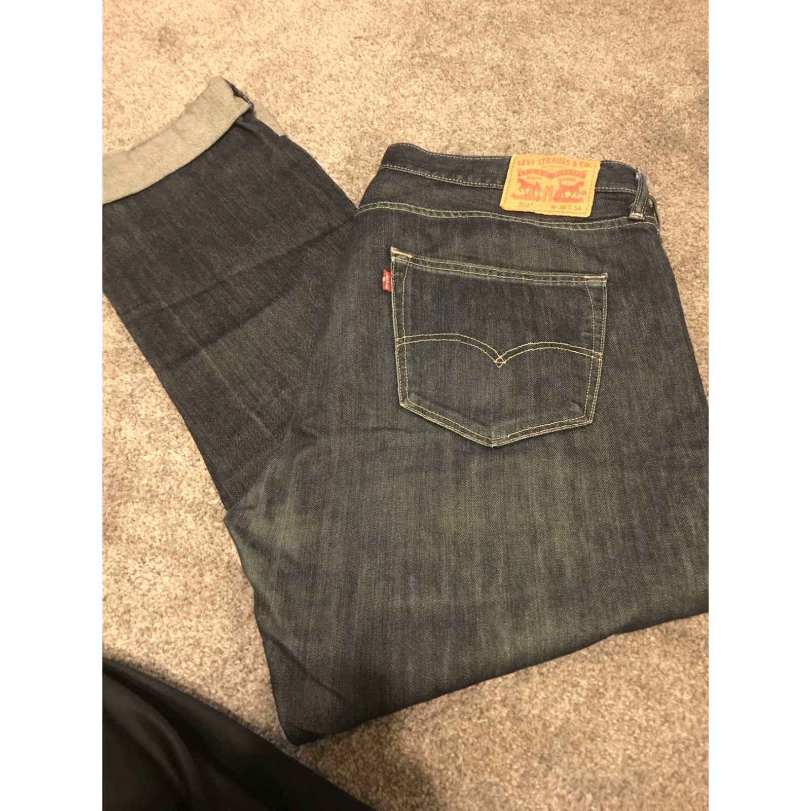 Levi's MENS Levi's 501 Original Fit Button Fly Jeans 38x34 Blue Size US 38 / EU 54 - 3 Thumbnail