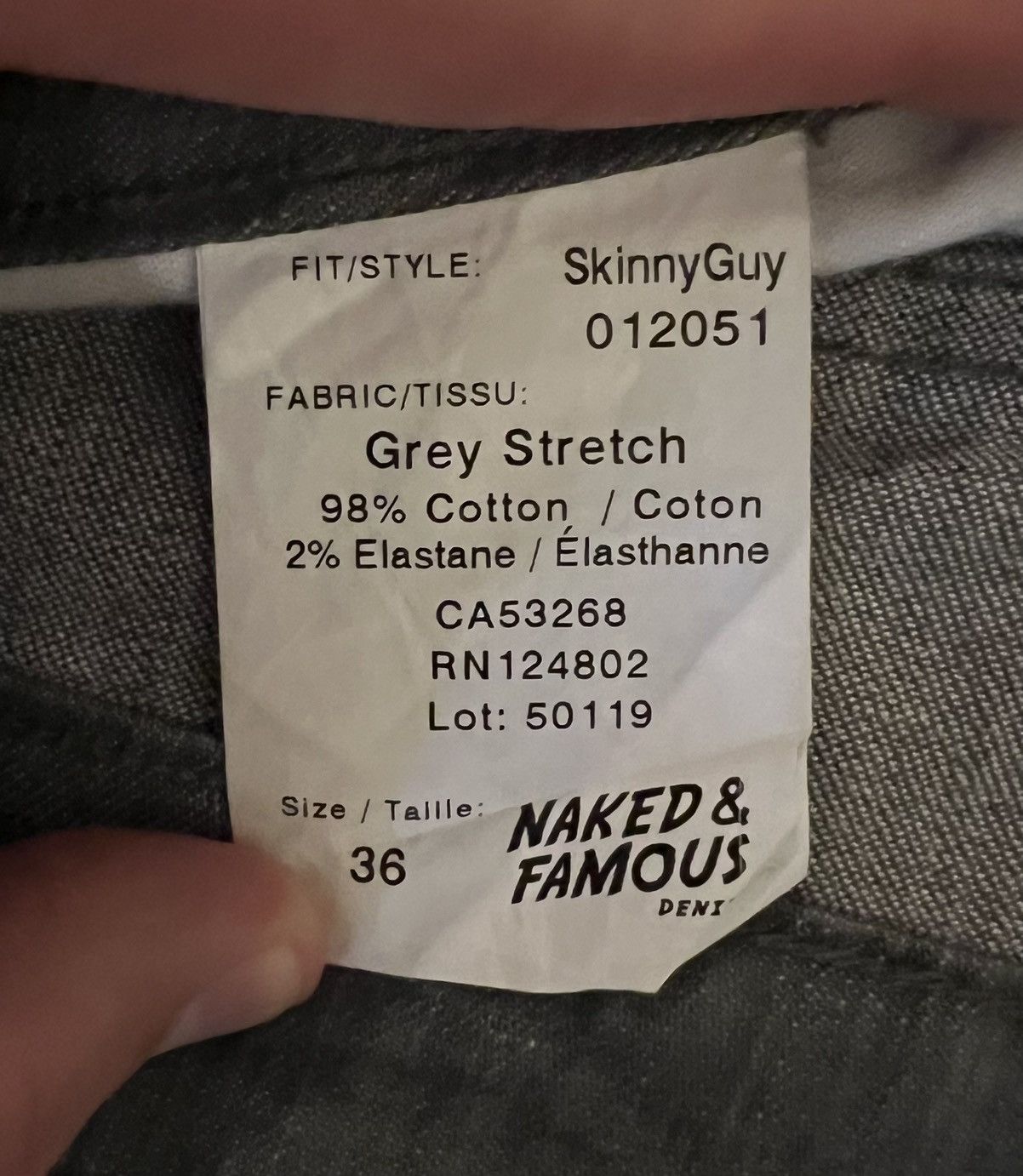 Naked & Famous Naked & Famous Skinny Guy Grey Stretch Denim 36 Size US 36 / EU 52 - 4 Thumbnail