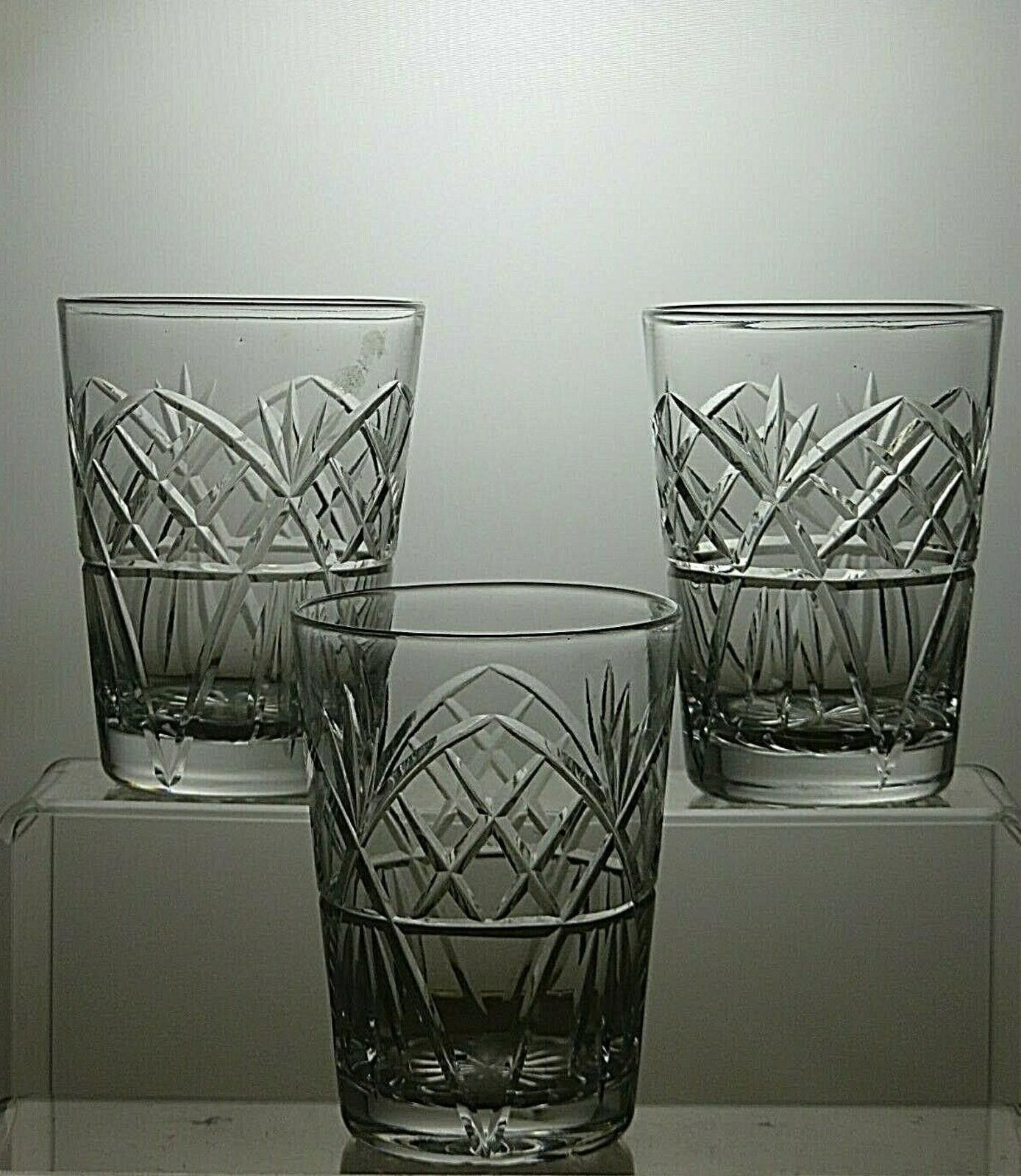 The Unbranded Brand Lead Crystal Cut Glass Set Of 3 Tumblers 4 1/4" Size ONE SIZE - 2 Thumbnail