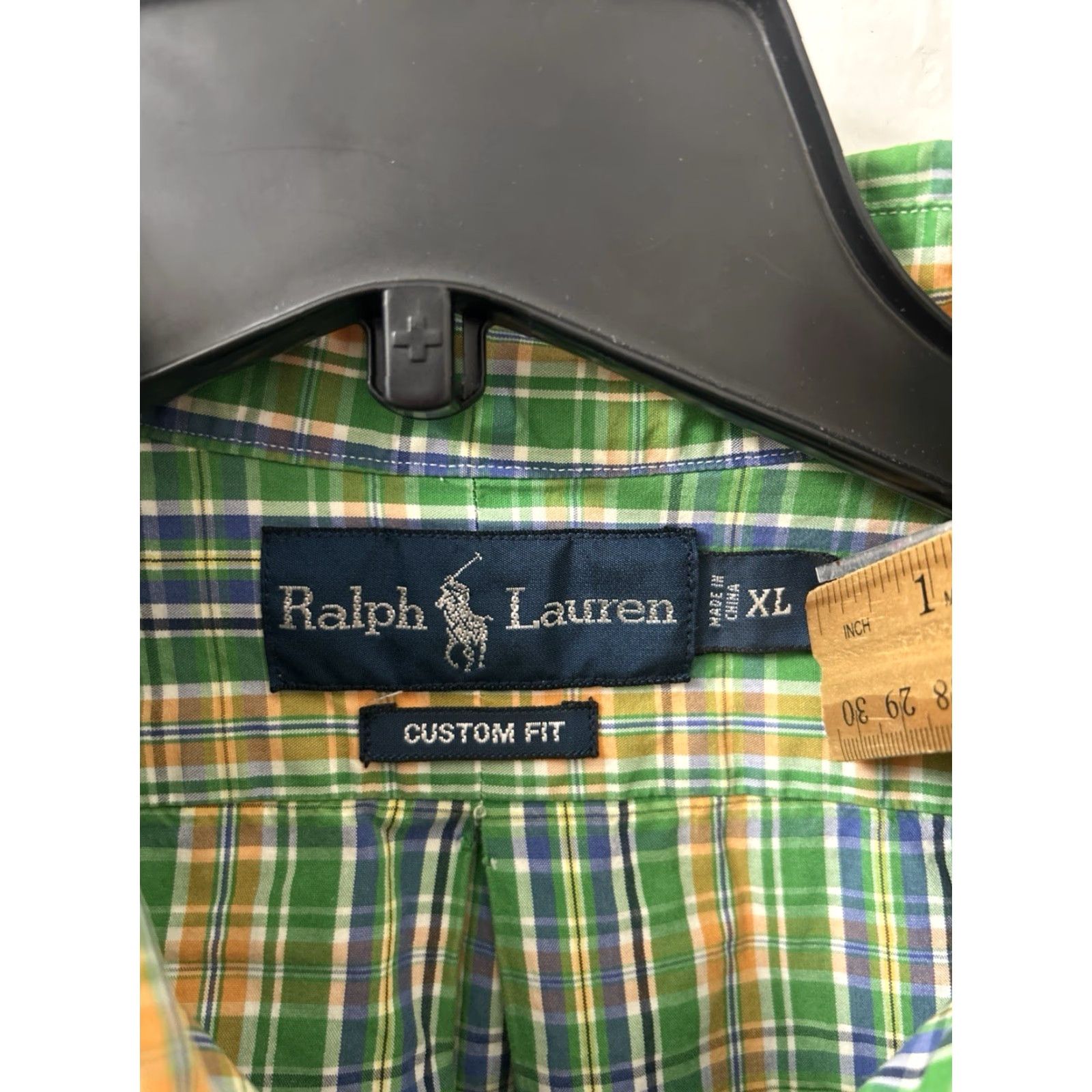 Ralph Lauren VINTAGE Ralph Lauren Shirt Mens XL Green Orange Plaid Button-Down L/S Classic Fit Size US XL / EU 56 / 4 - 5 Thumbnail