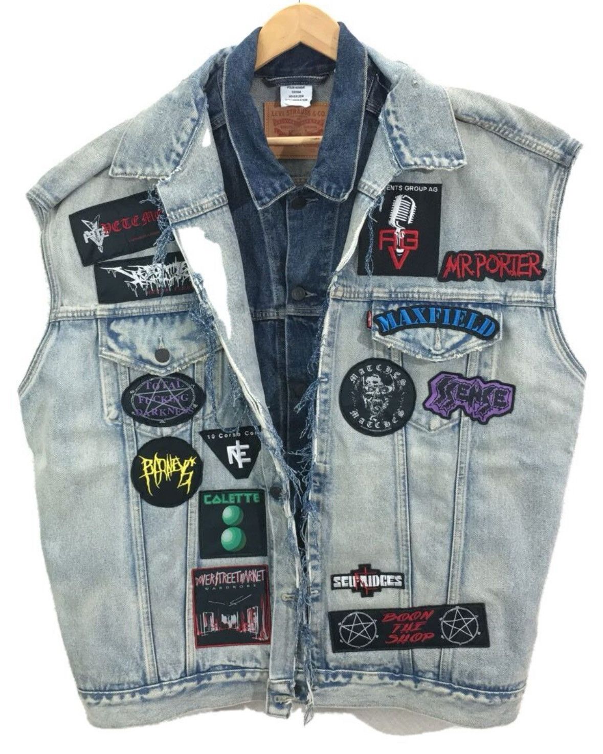 image of Vetements Metal Patches Denim Vest, Men's (Size Small)