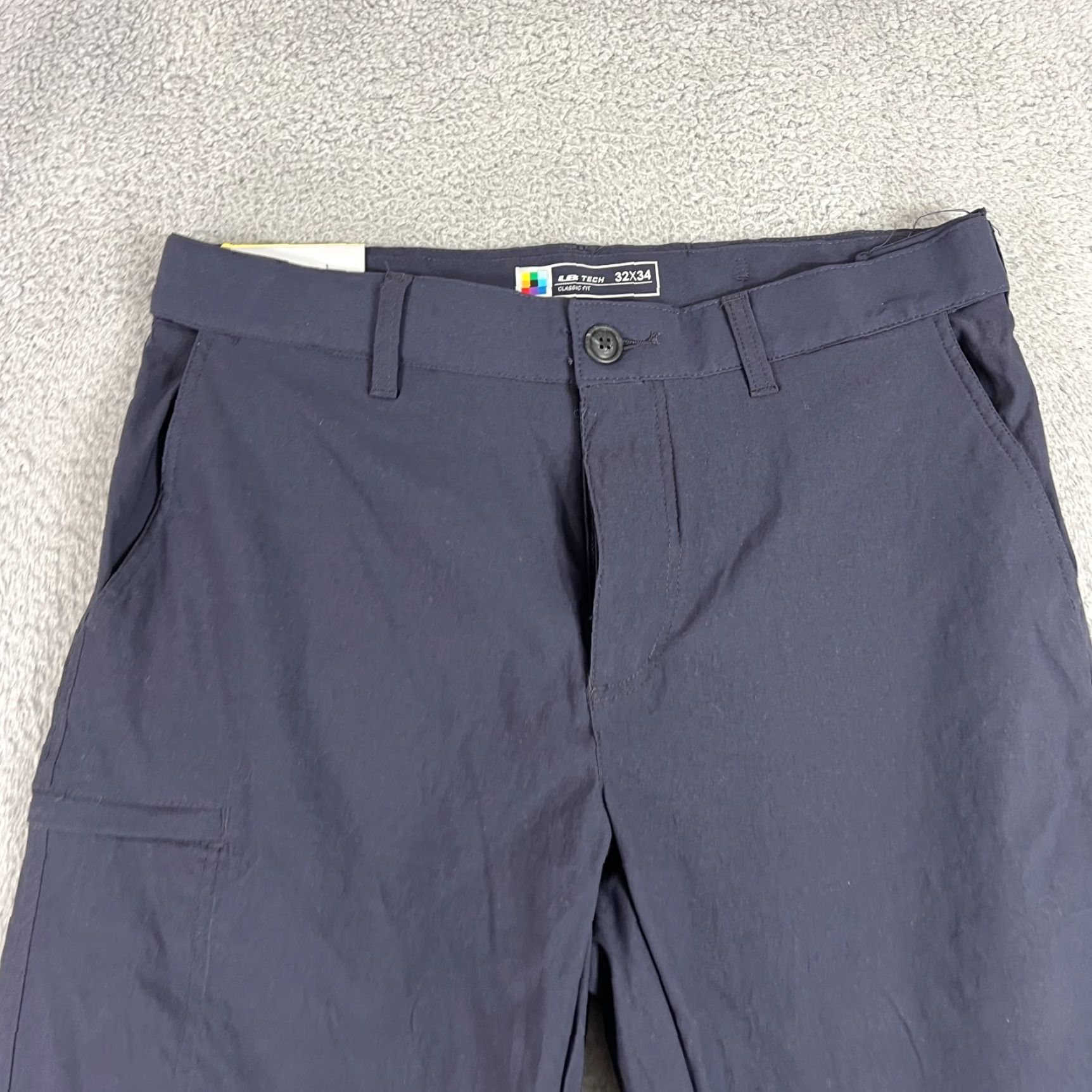 Vintage UB Tech Chino Pants Mens 32x34 Navy Adjustable Waist Stretch Quick Dry Water Resistant Pockets Classic Regular Straight 34 Inseam New with Tags Size US 32 / EU 48 - 2 Thumbnail