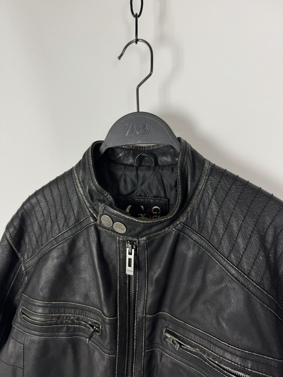 Guess Y2K Distressed Guess Bike Leather Jacket Size US M / EU 48-50 / 2 - 3 Thumbnail