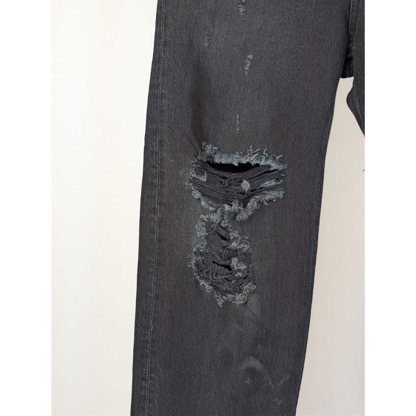 Balenciaga o1rshd1 Organic Japanese Ripped Medium Fit Pant Jean Black Size US 32 / EU 48 - 5 Thumbnail