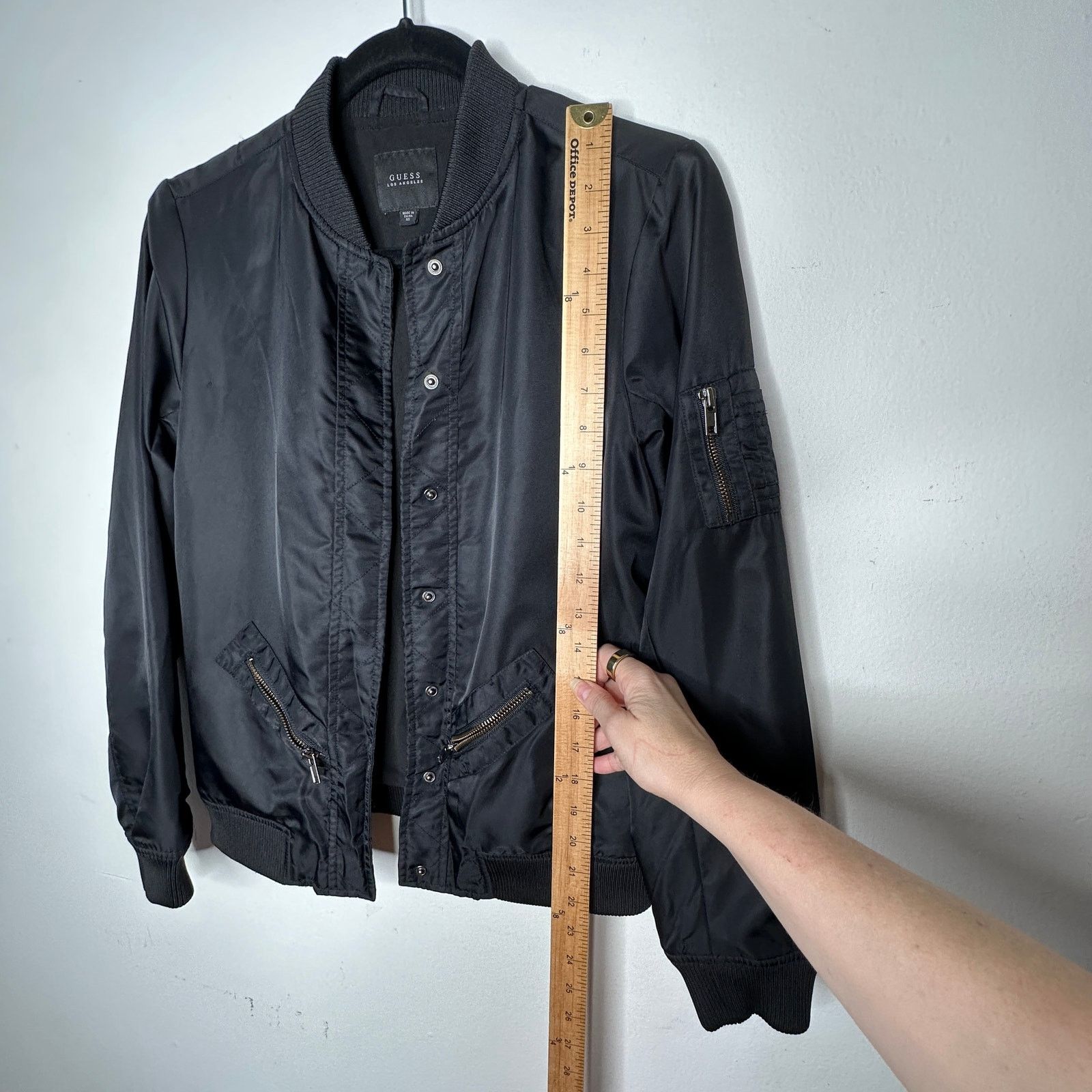 Guess Guess Black Snap Bomber Jacket Zip Front & Sleeve Pockets XS Size XS / US 0-2 / IT 36-38 - 10 Thumbnail
