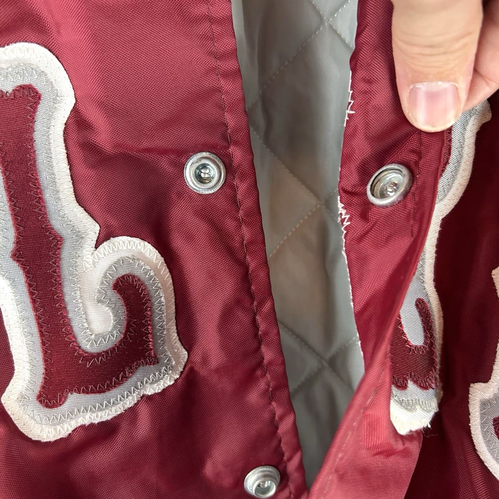Vintage VINTAGE DeLong Athletic Jacket Oilers Red Made in USA Mens Large 80s 90s Jacket Casual Snap Varsity Men Red 80s 90s Oilers Size US L / EU 52-54 / 3 - 3 Thumbnail