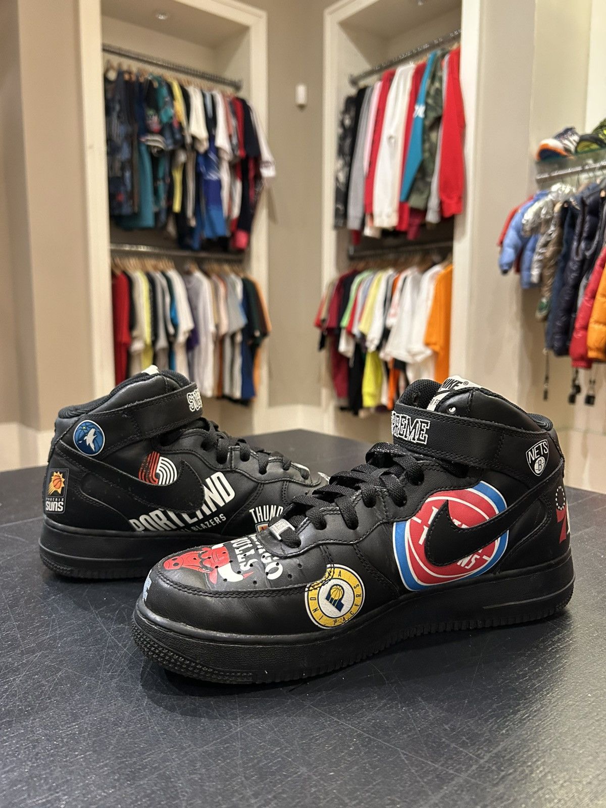 Nike × Supreme Nike Air Force 1 Mid Supreme NBA Black Size US 8.5 / EU 41-42 - 3 Thumbnail