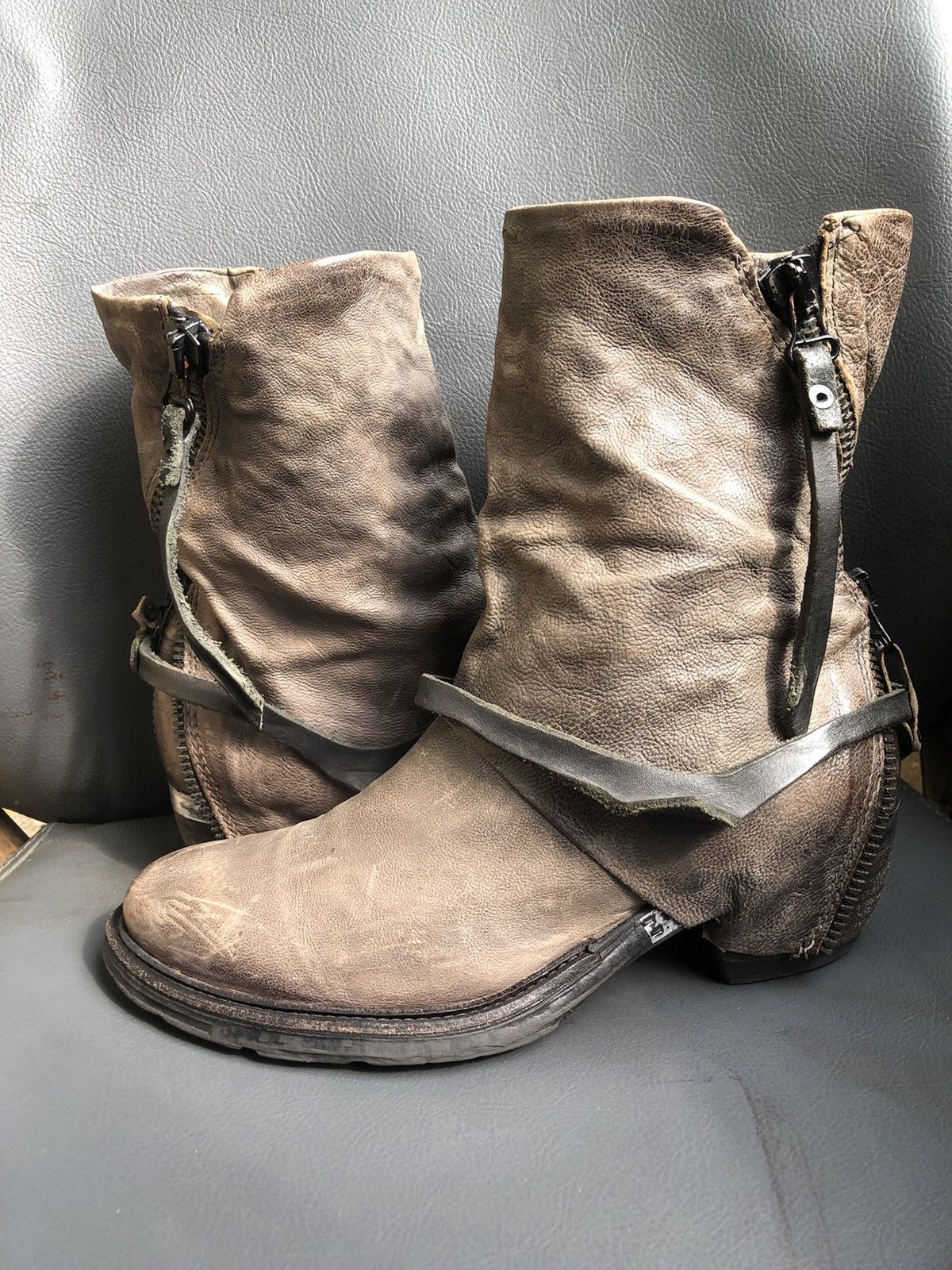 A.S.98 A.S 98 Grey Calf Skin Leather Women’s Boots Size 39 Size US 8.5 / IT 38.5 - 1 Thumbnail
