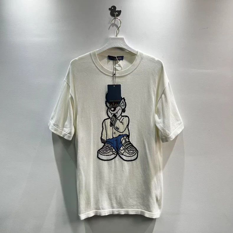 Louis Vuitton Louis Vuitton Dog Print Logo Knit Tee - dmc Size US L / EU 52-54 / 3 - 1 Thumbnail