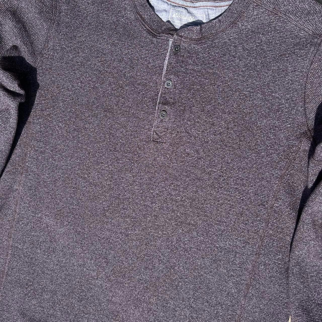 Eddie Bauer Burgundy Heather Waffle Knit Thermal Henley Contrast Placket Size US L / EU 52-54 / 3 - 3 Thumbnail