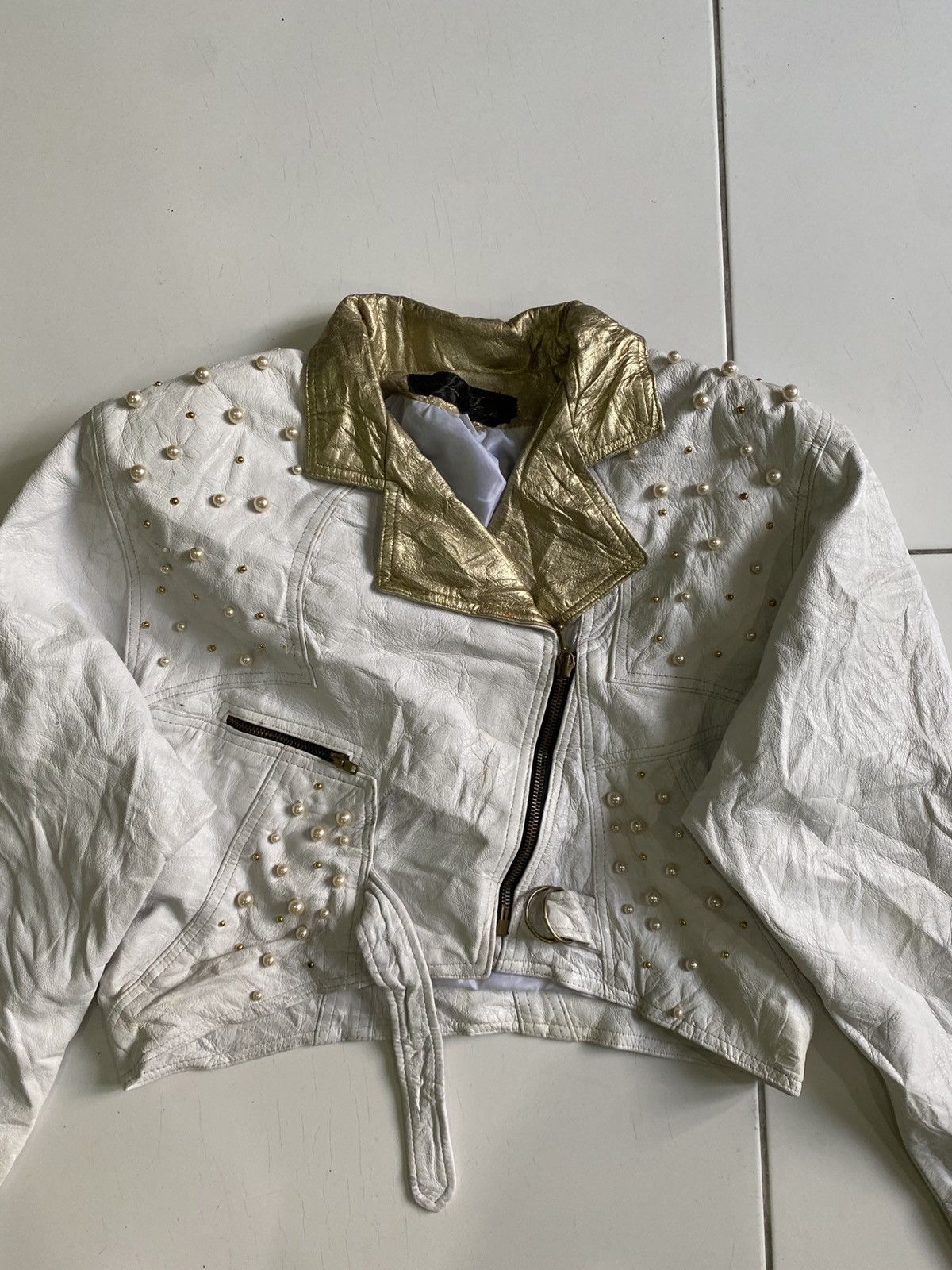 Other UK Vintage 80s Suede Cropped seditionaries White Jackets Size L / US 10 / IT 46 - 7 Thumbnail