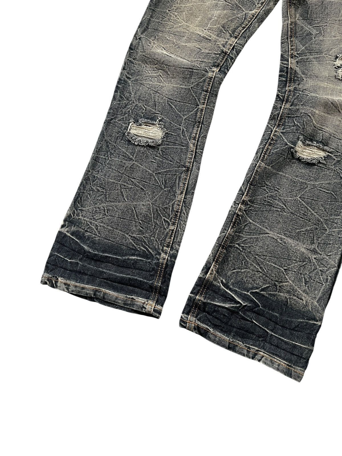 Obelisk Black Baccara 🇯🇵 Lace Distreessed Flare Denim Size US 33 - 3 Thumbnail