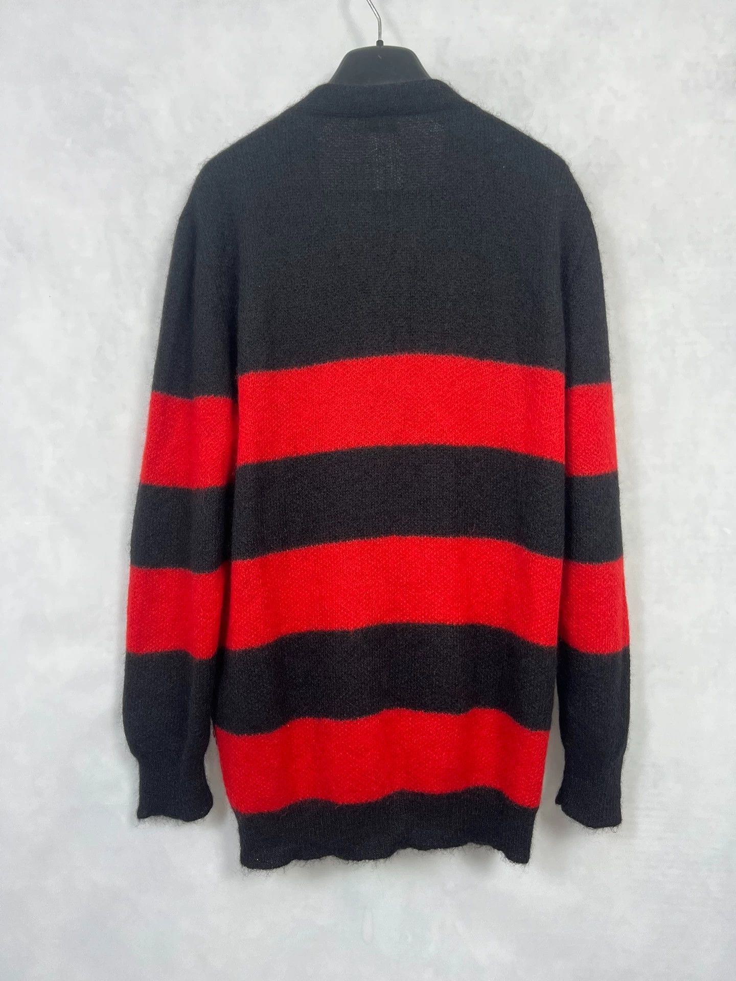 Saint Laurent Paris SaintLaurent black red stripe V-neck oversized Scardigan Size US S / EU 44-46 / 1 - 2 Thumbnail