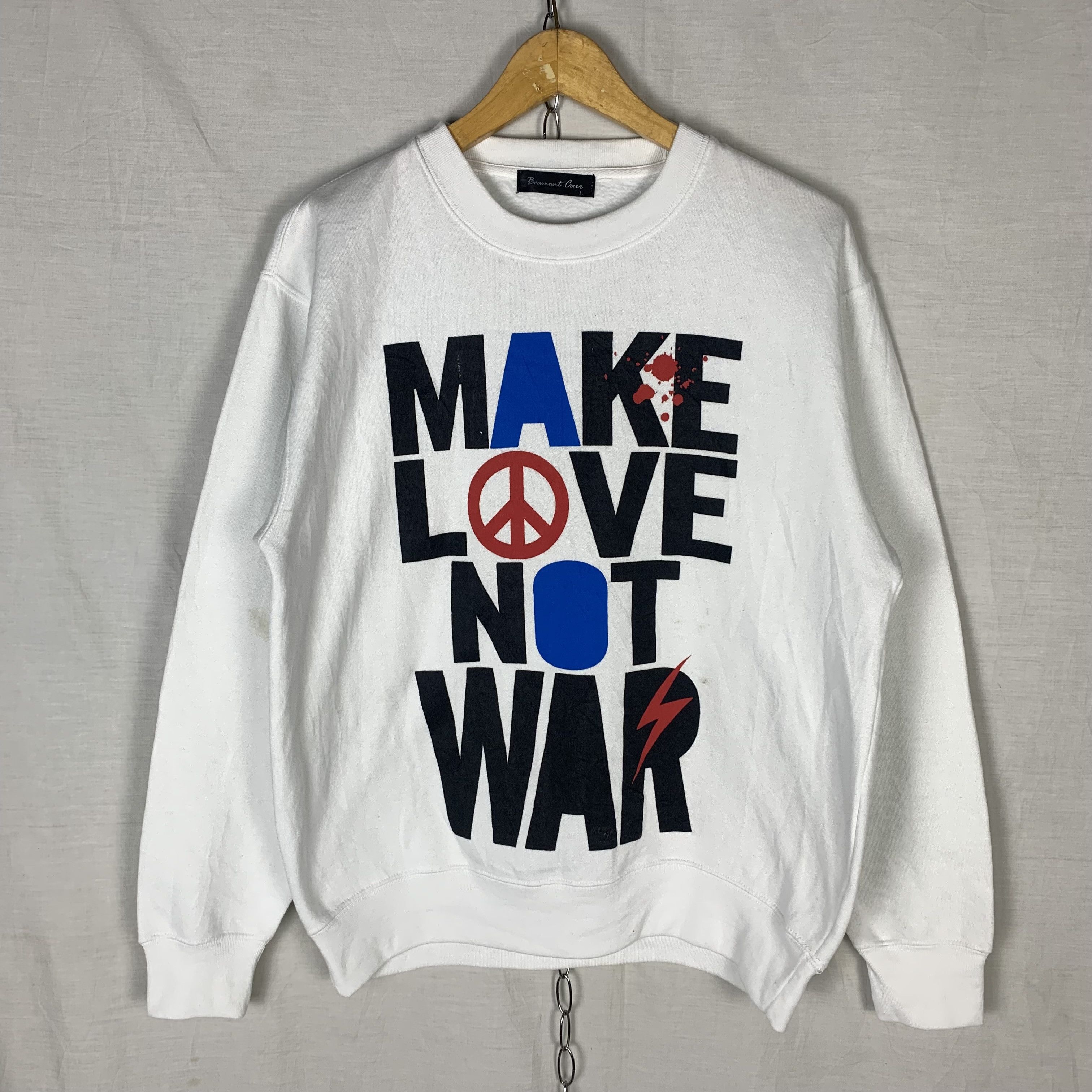 Vintage Make Love Not War Sweatshirt Crewneck Size US M / EU 48-50 / 2 - 1 Thumbnail