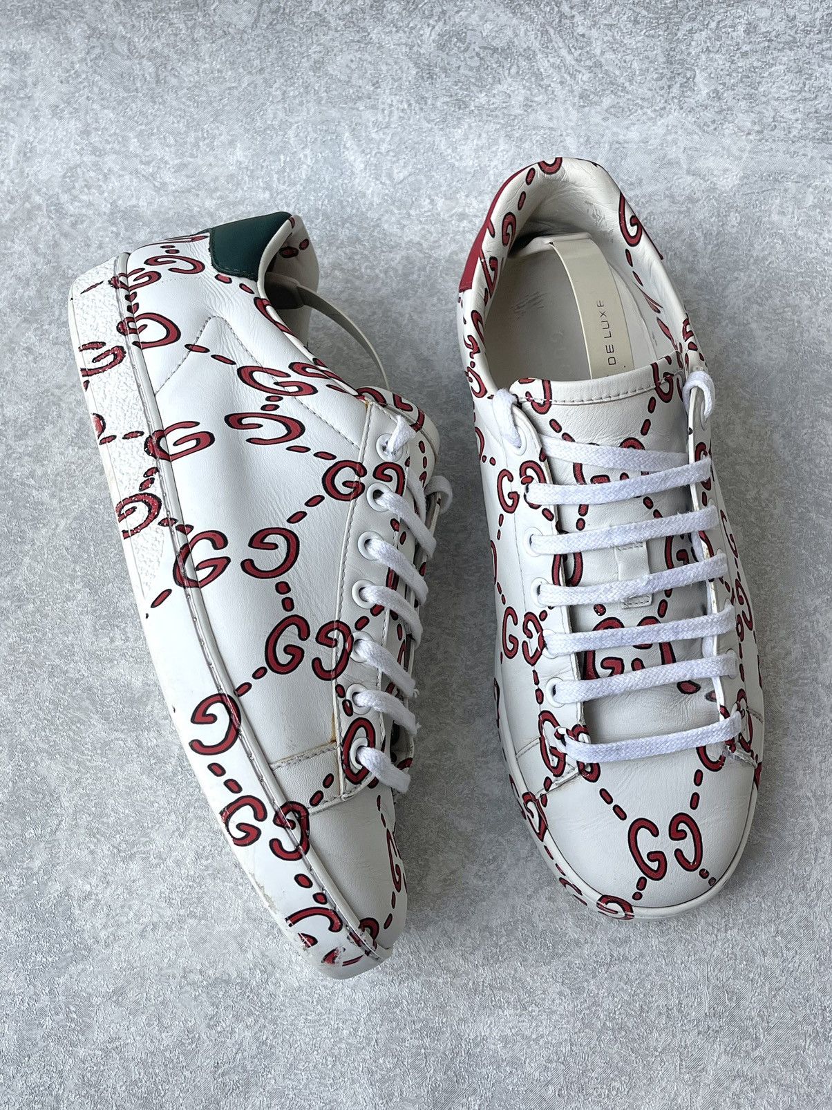 Gucci Gucci Ace Sneaker Ghost Graffiti Print Monogram Trainers Size US 6.5 / IT 36.5 - 2 Thumbnail