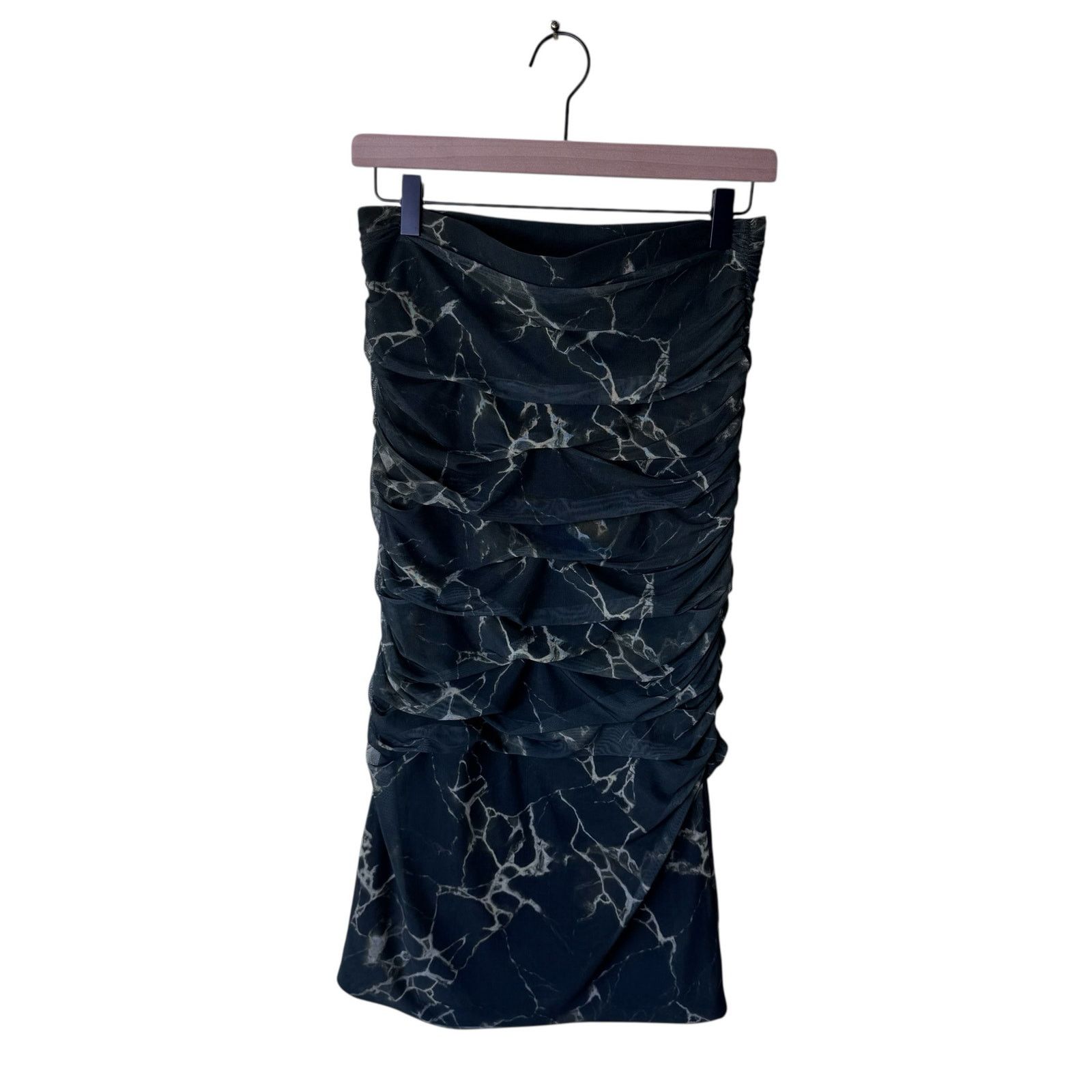 Zara ZARA Chiffon Printed Draped Tulle Ruched Skirt Green Size 28" / US 6 / IT 42 - 7 Thumbnail