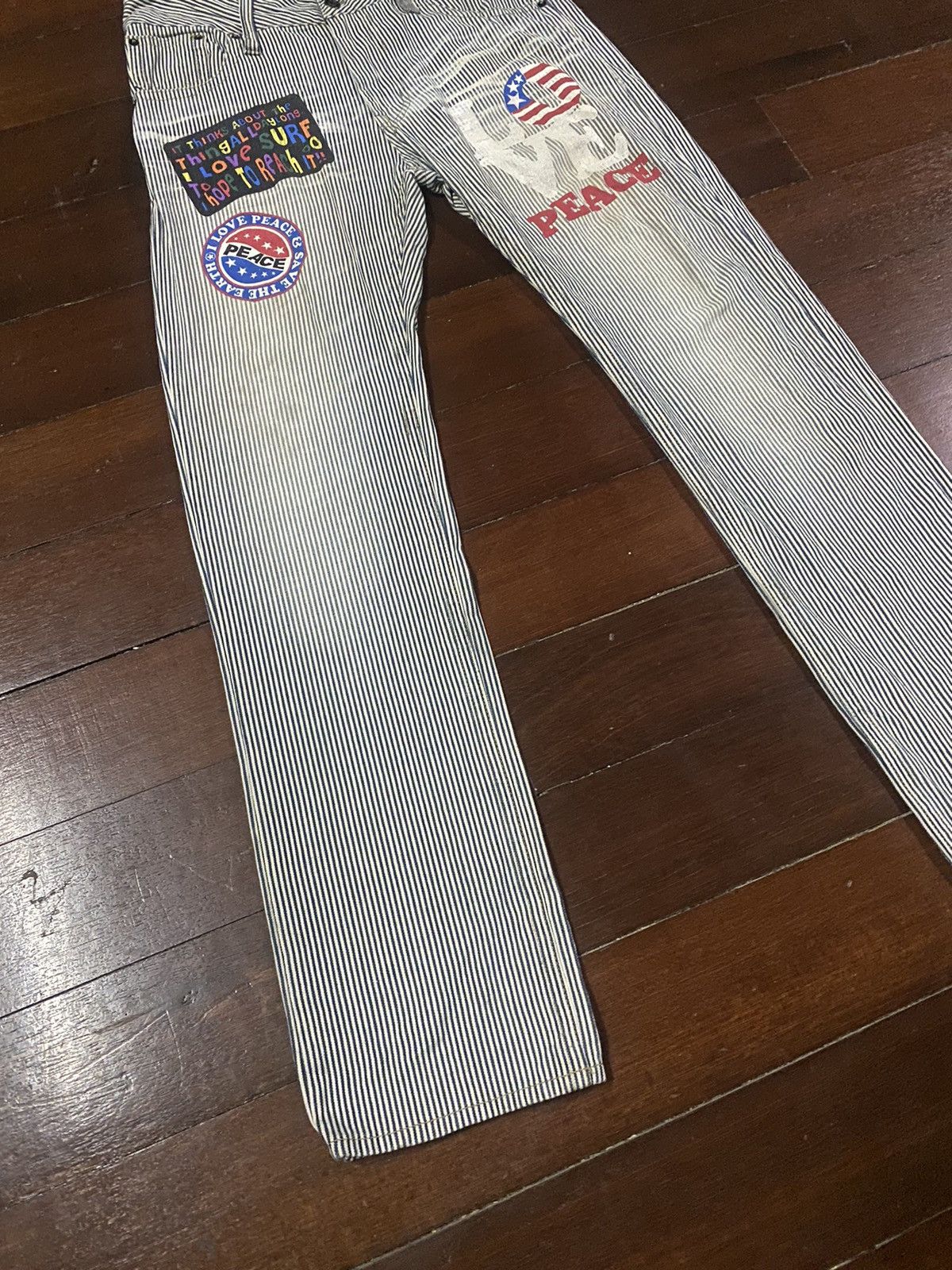 If Six Was Nine FIRE 🔥 CLONE Hickory I LOVE PEACE ☮️ SURF Japan Denim Jeans Size US 34 / EU 50 - 3 Thumbnail