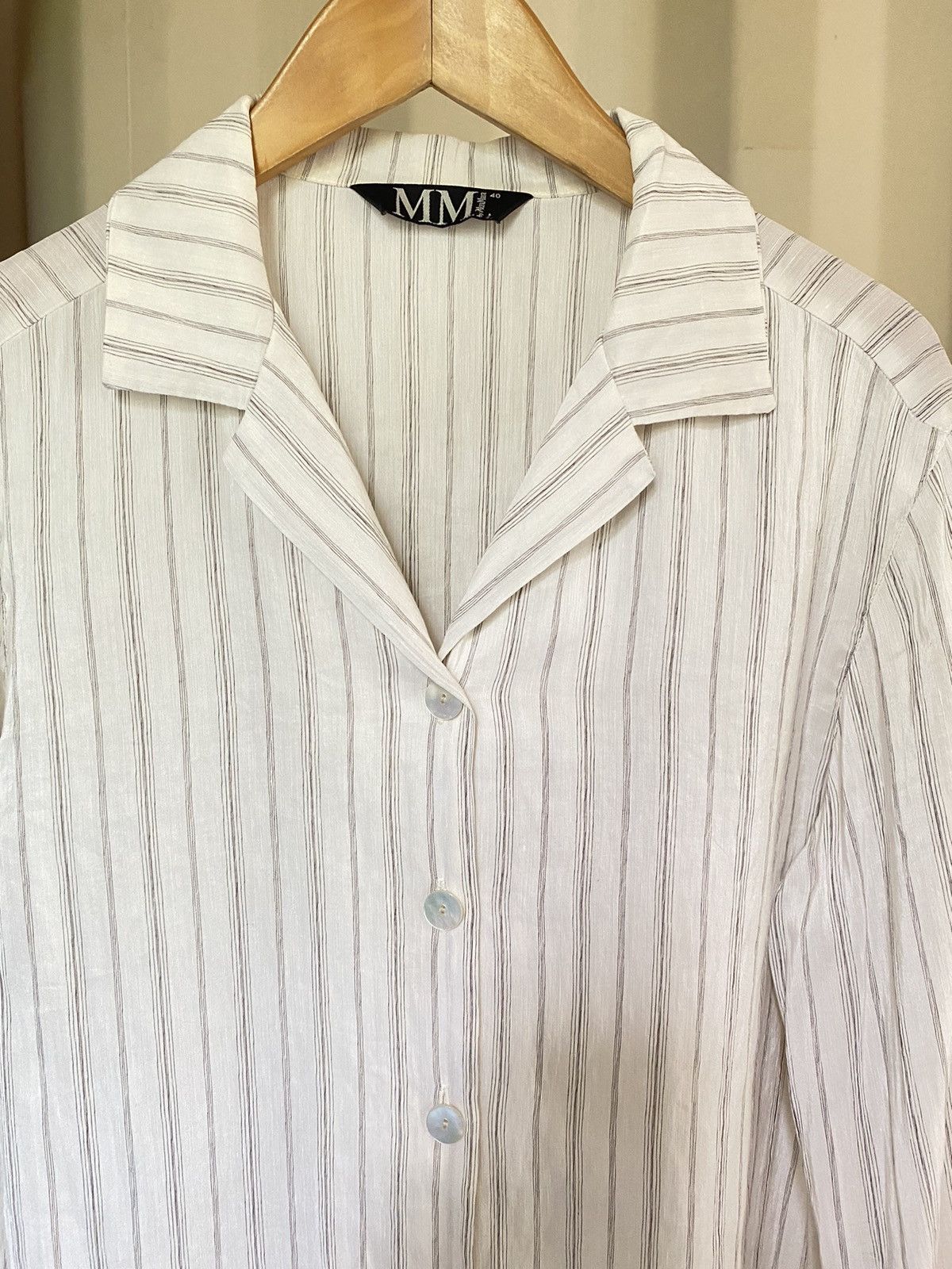 Max Mara MM by MaxMara White and Grey Striped Long-Sleeve Shirt Size ONE SIZE - 10 Thumbnail